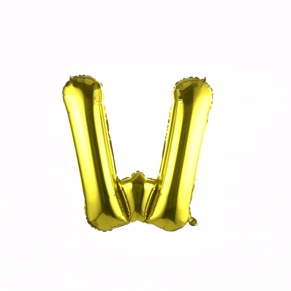 Gold Mylar Letter W Balloon - 40 Inch Large Foil Alphabet Balloon for Birthday Party Decorations, Wedding, Baby Shower & Anniversary Celebrations - 1 Count Box