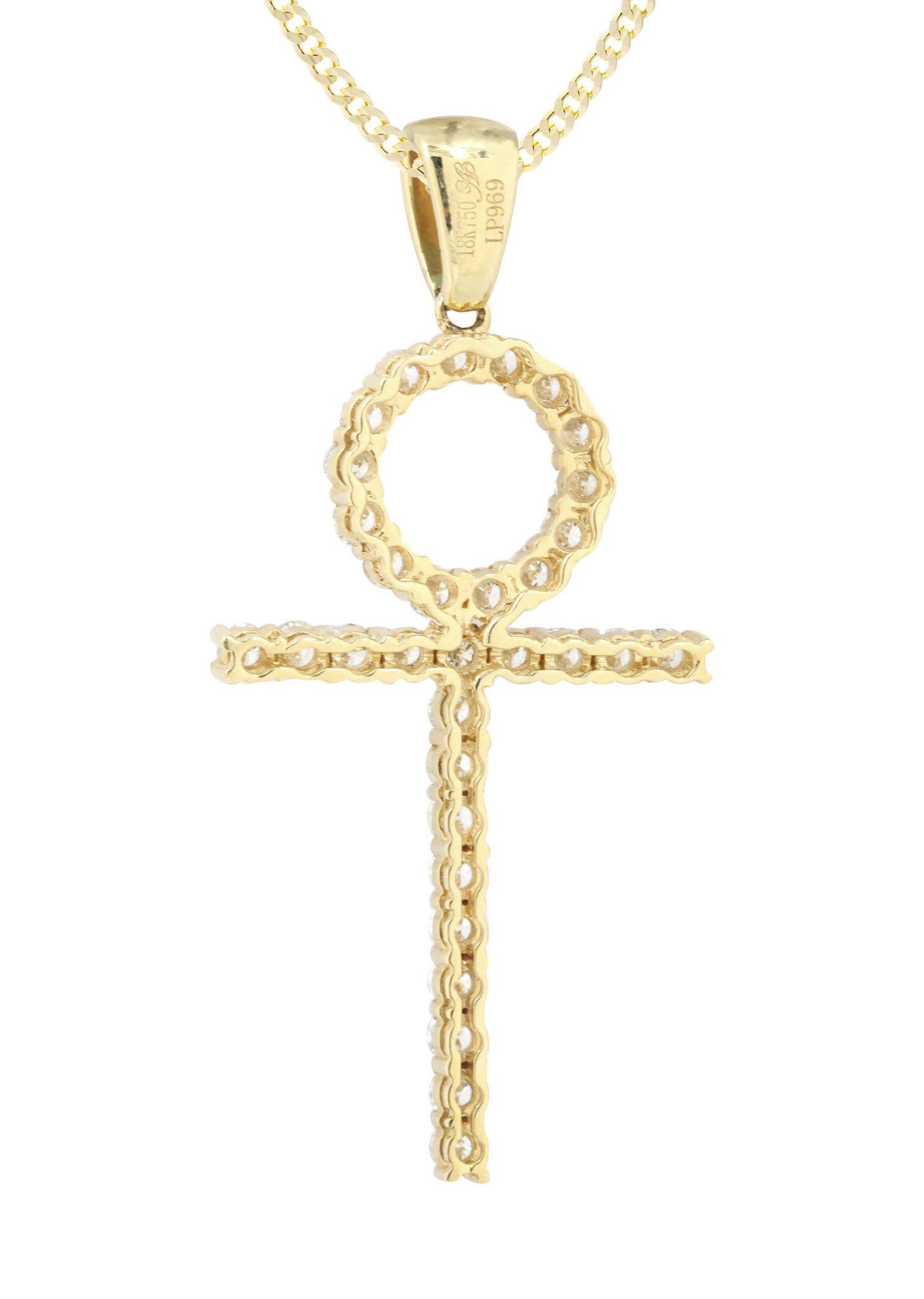 18K Yellow Gold Diamond Cross Pendant Necklace - 2.01 Carat Genuine Diamond Jewelry for Women, Gift for Baptism, First Communion & Religious Occasions
