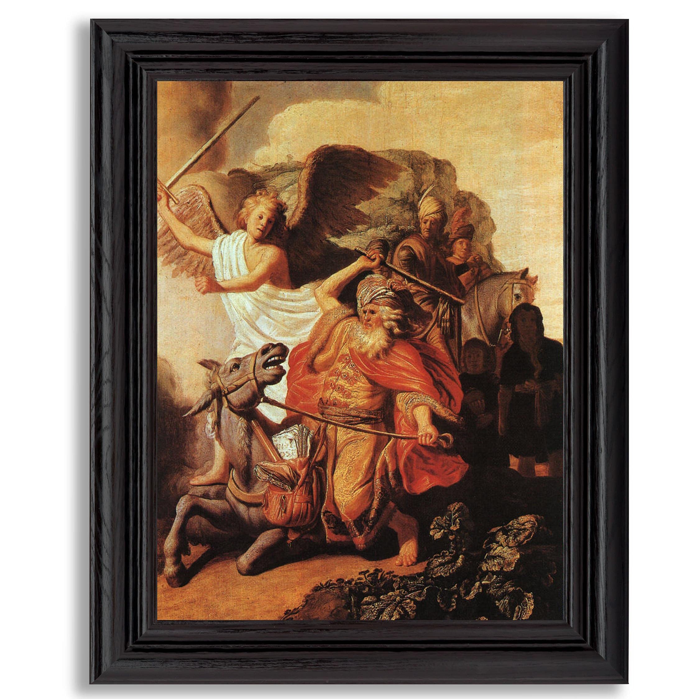 Balaam and The Ass by Van Rijn Rembrandt - Framed Art Print, Fine Art Reproduction in Wood Frame | Classic Painting Poster for Wall Decor | Perfect Gift for Home, Office & Living Room | Ideal for Art Lovers & Interior Design