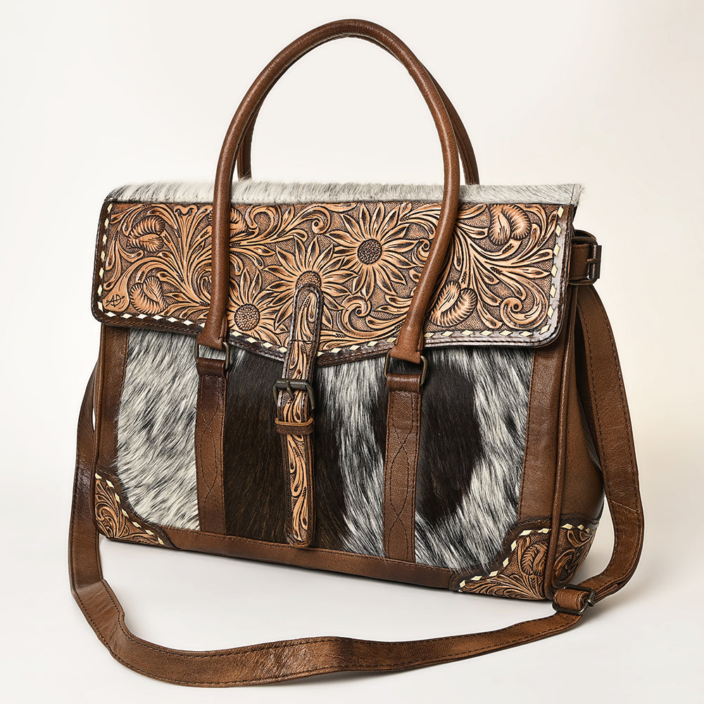 American Darling ADBG1397 Genuine Leather Crossbody Bag for Women - Western Style Hair-On Tooled Handbag Purse - Perfect for Casual Outings, Travel & Everyday Use