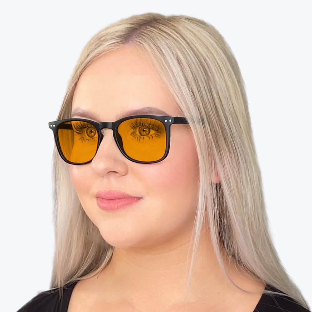SunDown Taylor Blue Light Blocking Glasses - Black Prescription Lenses for Eye Strain Relief & Better Sleep | Computer, Gaming & Nighttime Use