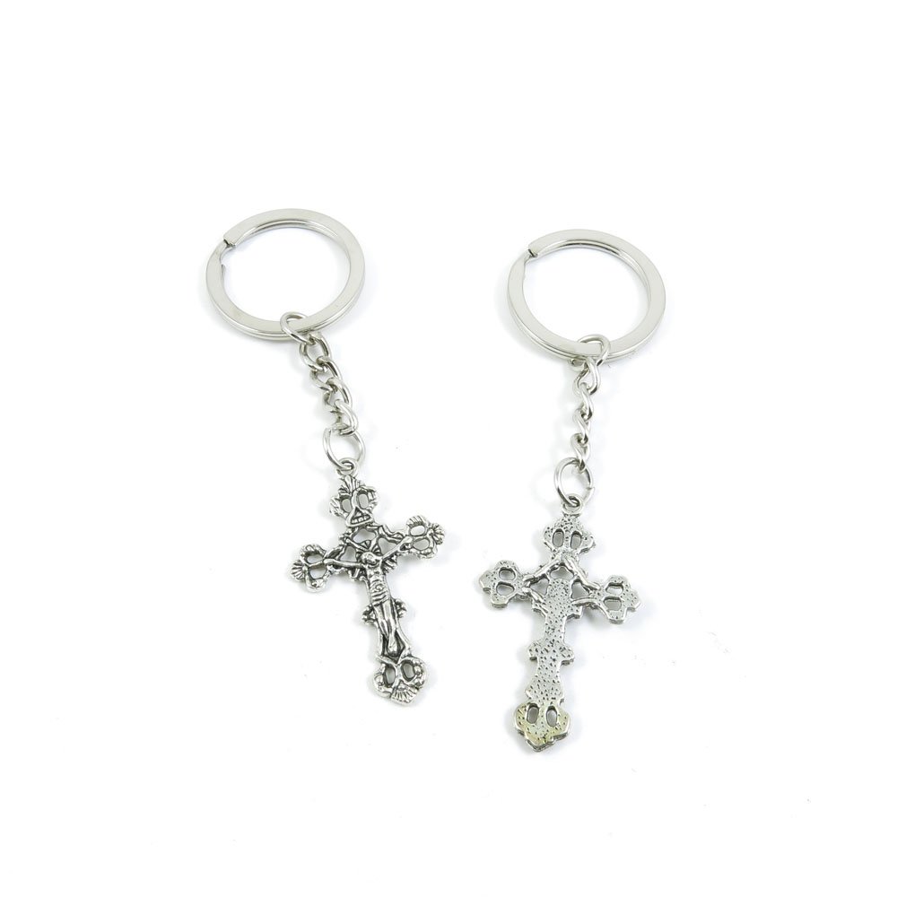 80Pcs Bulk Keychain Charms with Jesus Cross Design - Key Ring Tags for Jewelry Making, Car Keys, Door Decor - Perfect for DIY Crafts, Gifts & Wholesale Supplies