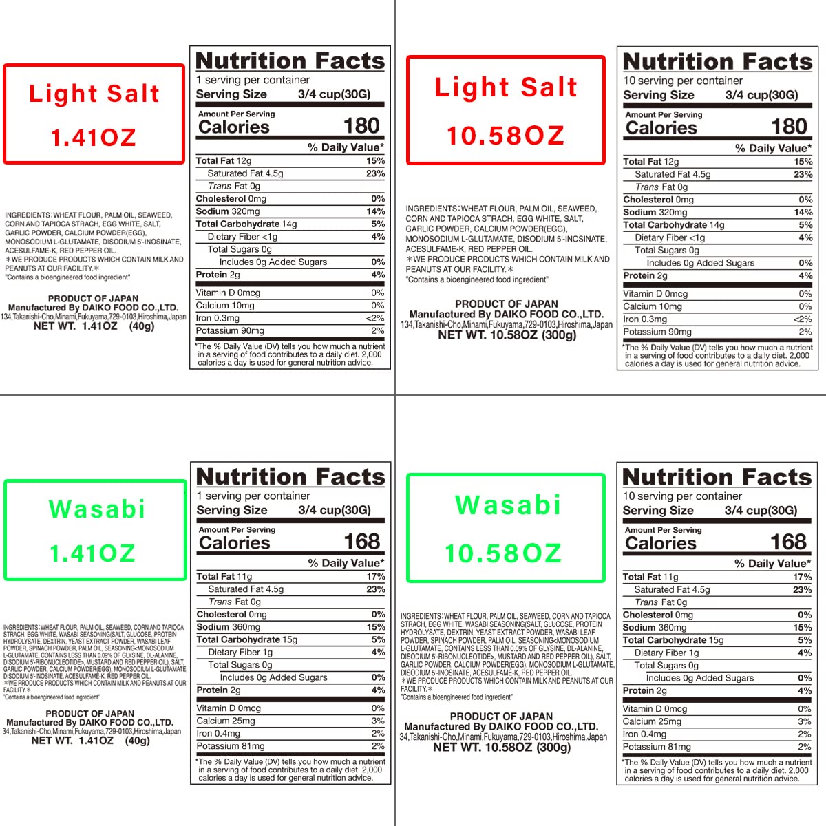 NORITEN Japanese Tempura Seaweed Snacks - Light Salt Flavor, 1.41OZ (40g) - Crunchy & Delicious Japanese Made Snacks for Office, School, or Movie Night - Authentic Asian Treats