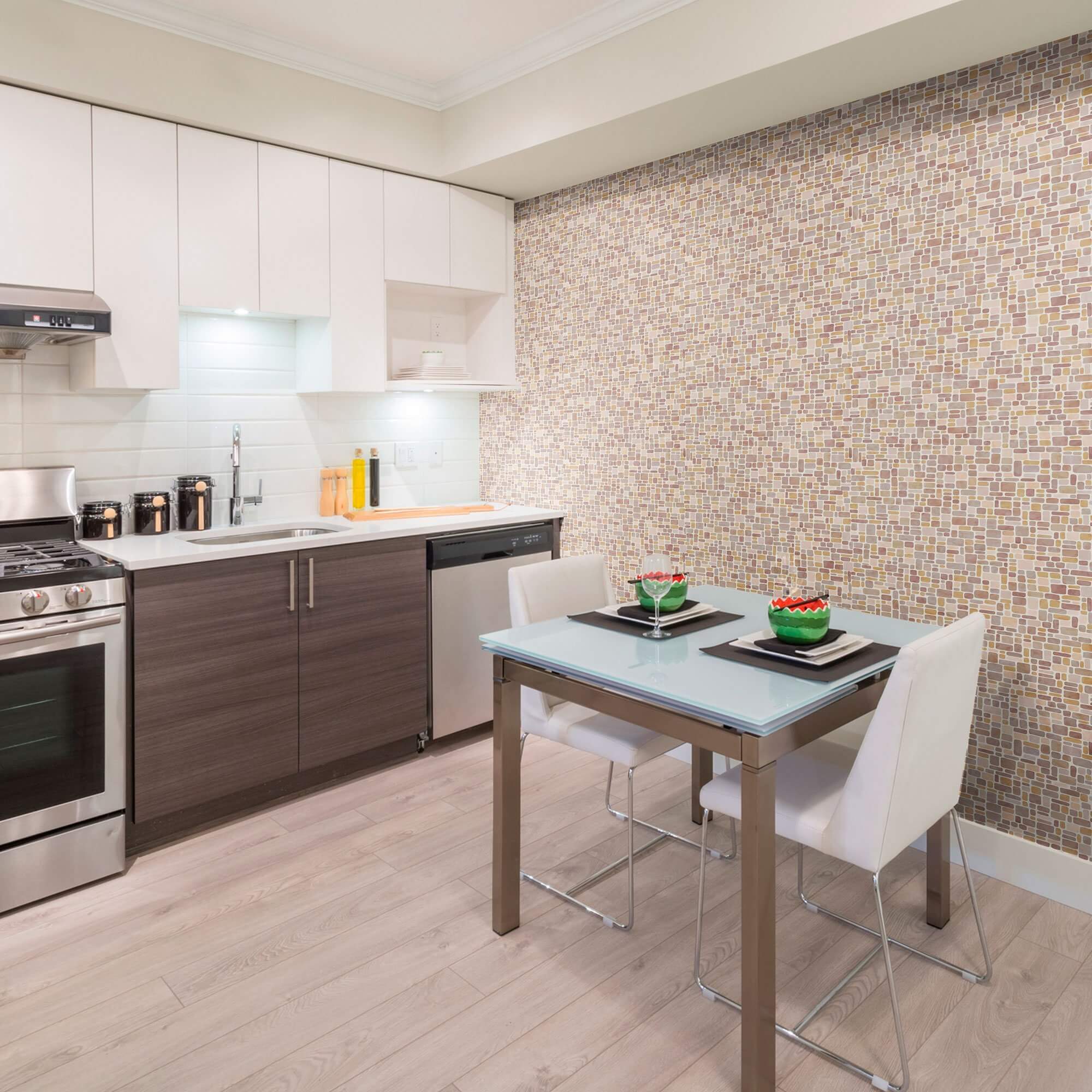 Brown Faux Tile Peel and Stick Removable Wallpaper - Self-Adhesive Backsplash for Kitchen, Bathroom & Home Decor - Easy DIY Installation
