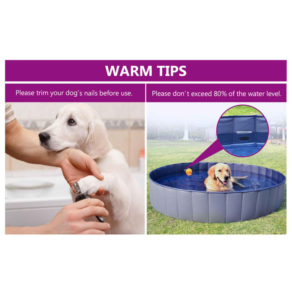 Foldable Dog Swimming Pool Blue 200x30 cm PVC - Portable Pet Bath Tub for Dogs & Cats - Outdoor & Indoor Pet Bathing, Cooling, and Playtime