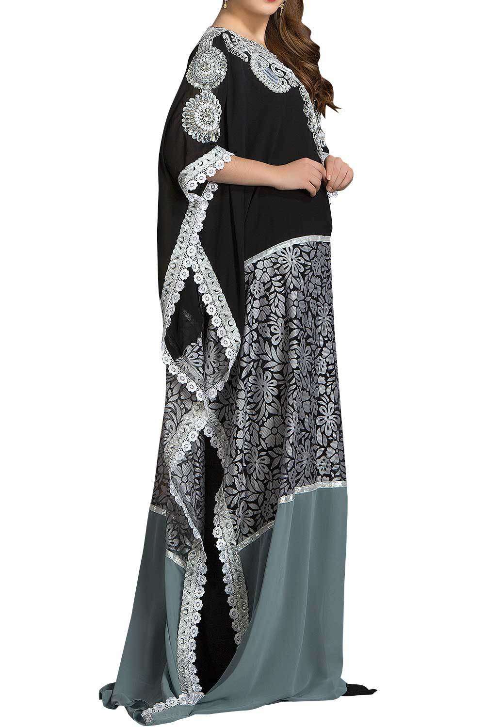 Handmade Black & Grey Farasha Scarf - Stylish Multi-Color Fashion Accessory for Women, Perfect for Parties, Weddings & Everyday Wear
