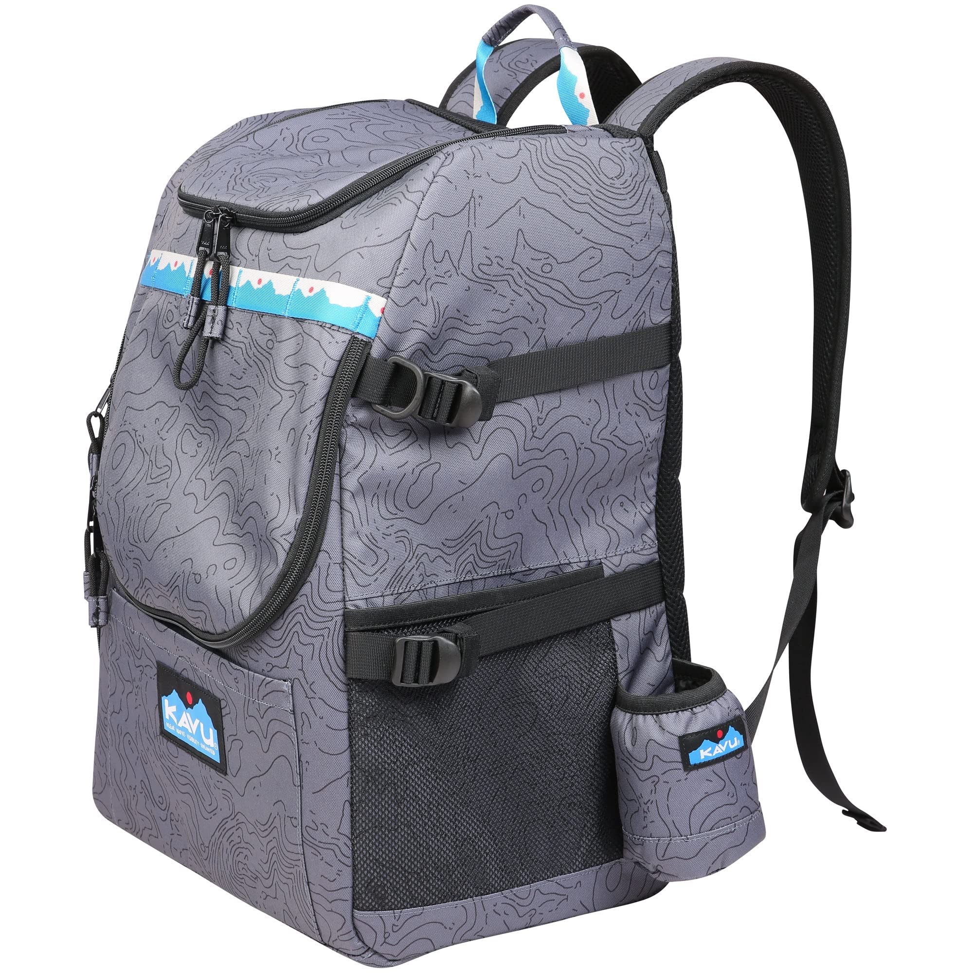 KAVU Pacific Rimshot Deluxe Disc Golf Backpack with Drink Holder - Durable & Water-Resistant Topo Design for Ultimate Frisbee Players | Perfect for Tournaments, Practice & Outdoor Adventures