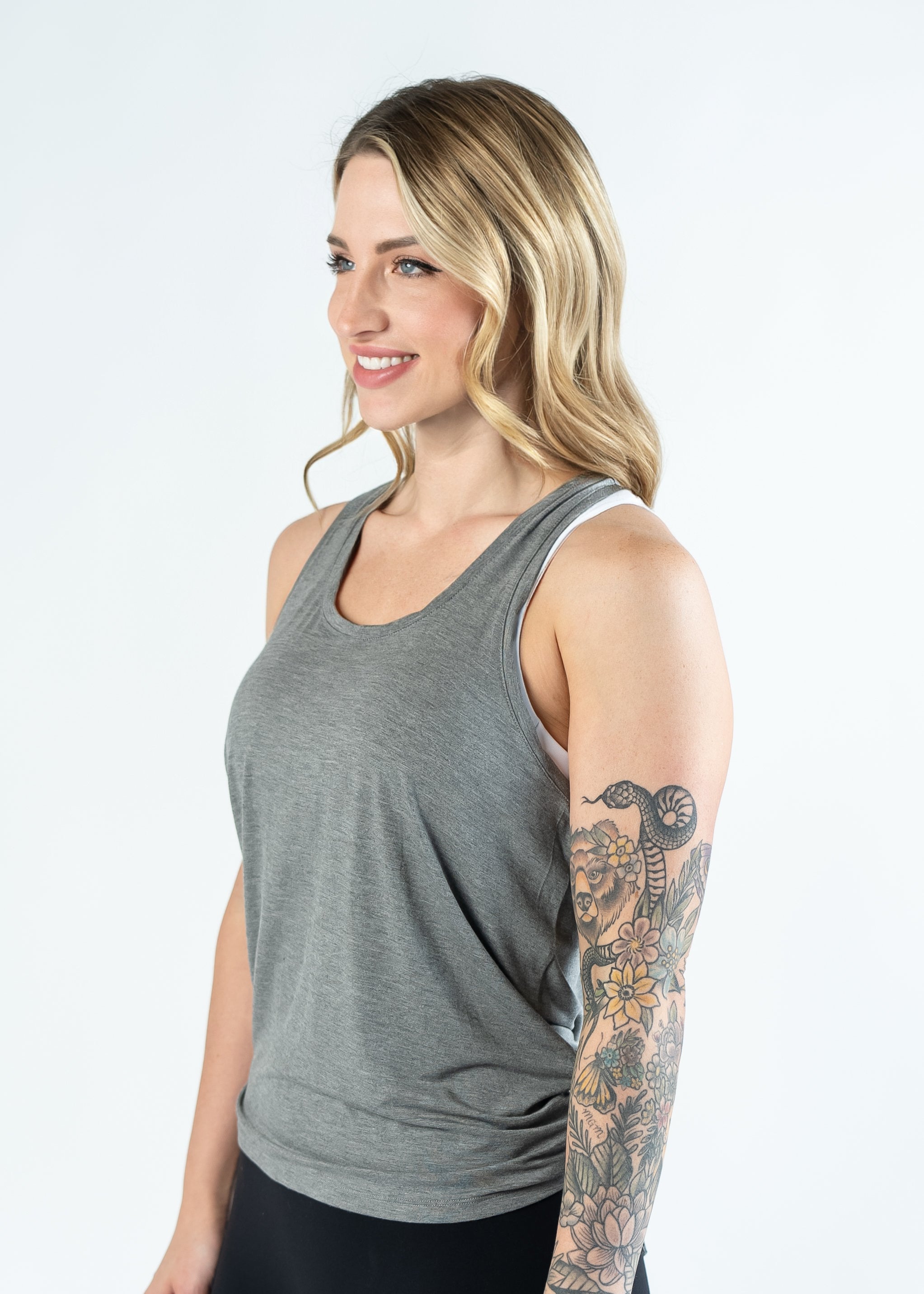 Women's Grey Tie Back Tank Top - Comfortable & Stylish for Summer, Beach, and Casual Wear