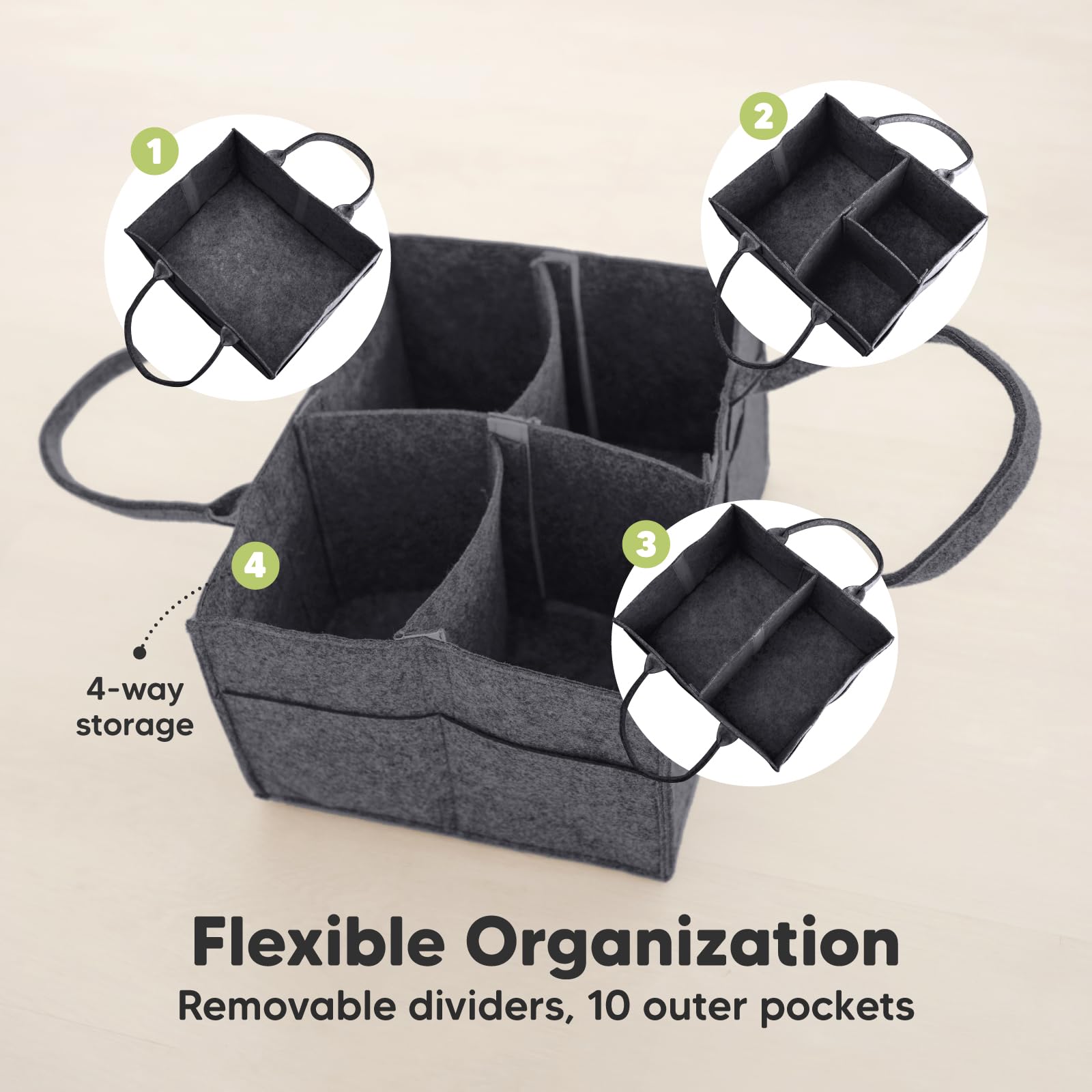 KeaBabies Diaper Caddy Organizer - Portable Baby Nursery Organizer for Girls & Boys, Car Storage & Changing Table Organizer (Mystic Gray) | Perfect Baby Shower Gift & Diaper Storage Solution for Home & Travel