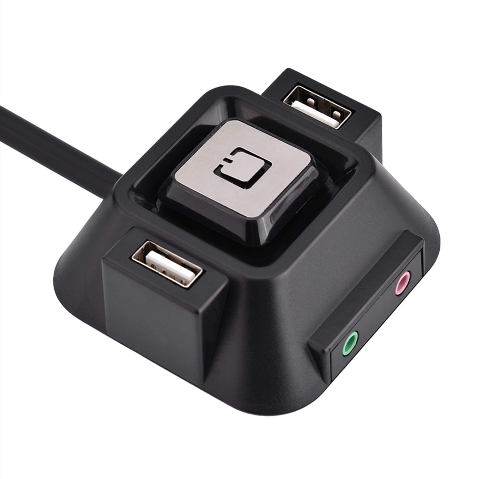 Glomora Desktop Power Reset Switch with Dual USB Ports & Audio Interface - Extended Computer Case Button for PC, Home & Office Use | Easy Access Control for Workstations & Gaming Rigs