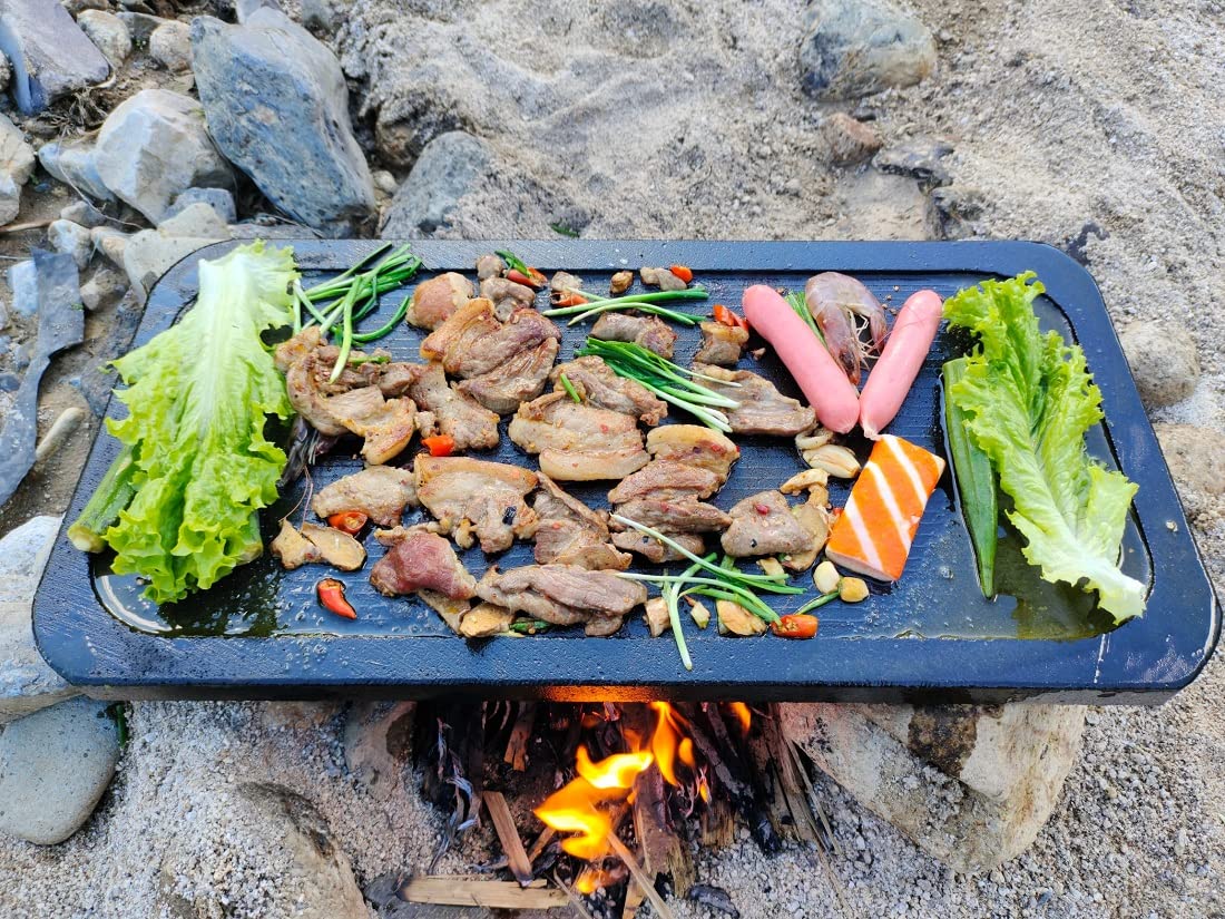 Premium Lava Grill Stone for Steak - 11.8x7.9x1 Inch Volcanic Cooking Plate for Oven, BBQ & Tabletop Grilling - Perfect for Meat, Fish, Vegetables & Pizza - Ideal for Backyard BBQs, Camping & Outdoor Cooking