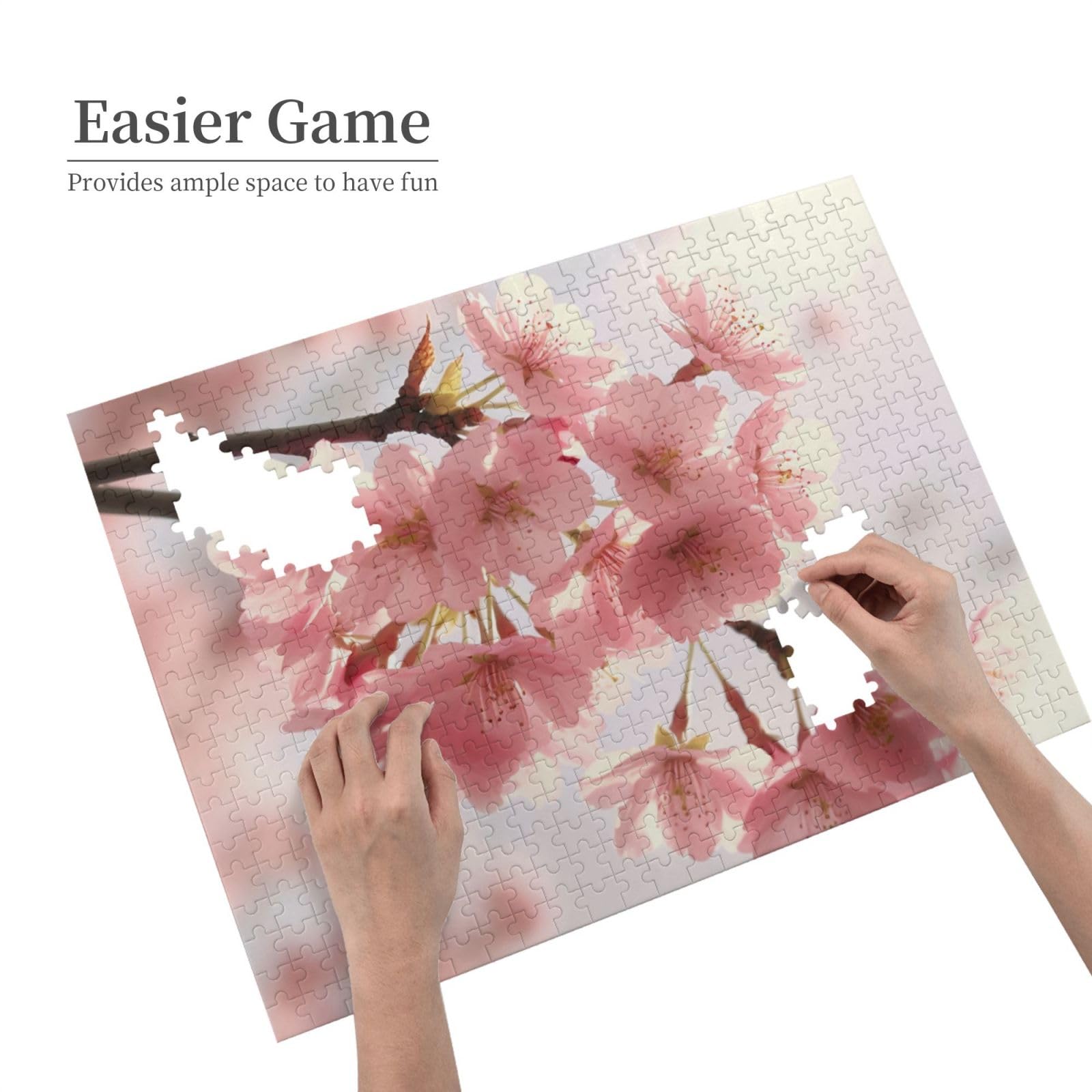 500 Piece Cherry Blossom Jigsaw Puzzle for Adults - Personalized Wooden Photo Puzzle with 20.4