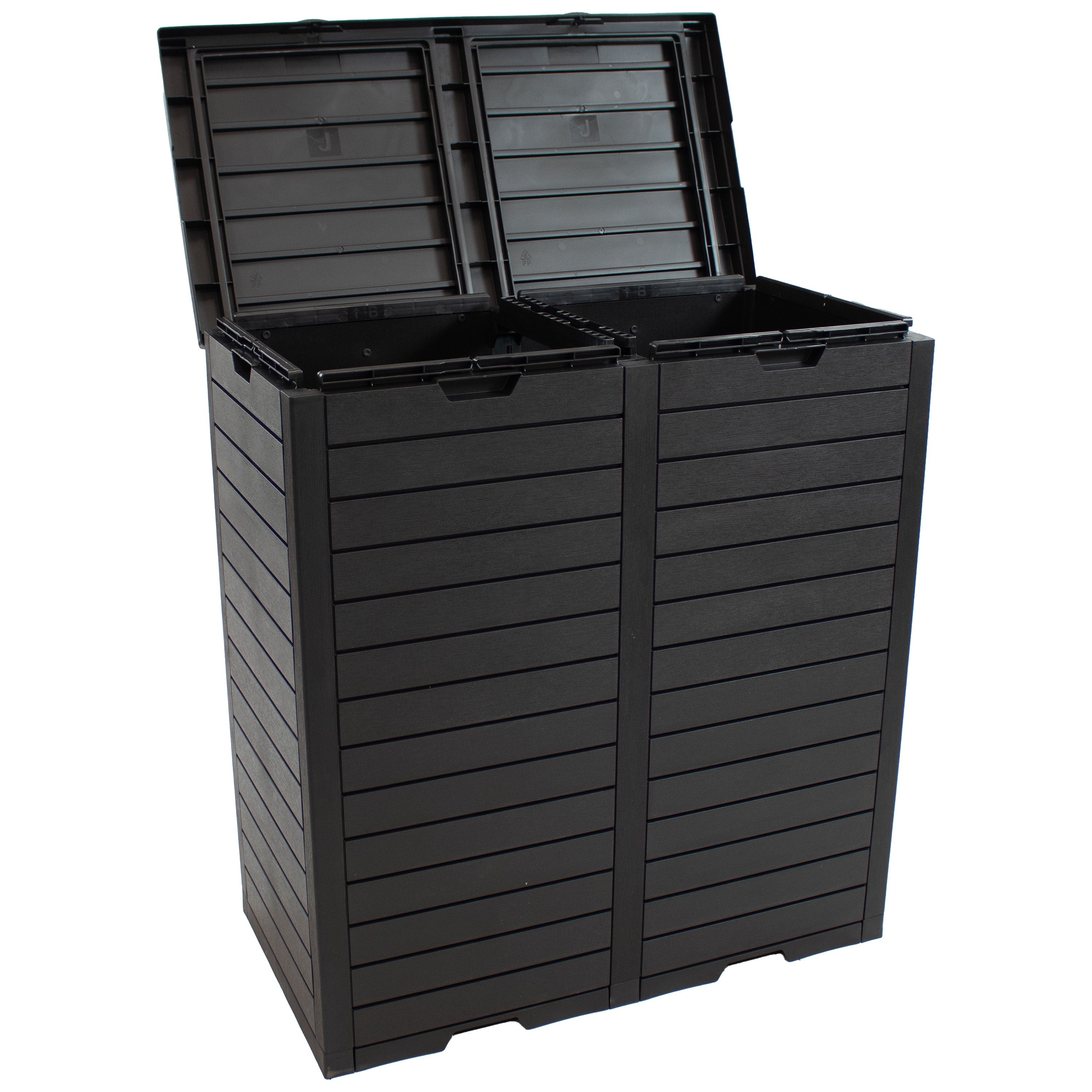 Sunnydaze Outdoor Patio Trash Can with Lid - Durable Waterproof Garbage Bin for Backyard, Deck, Poolside & Garden Waste Disposal
