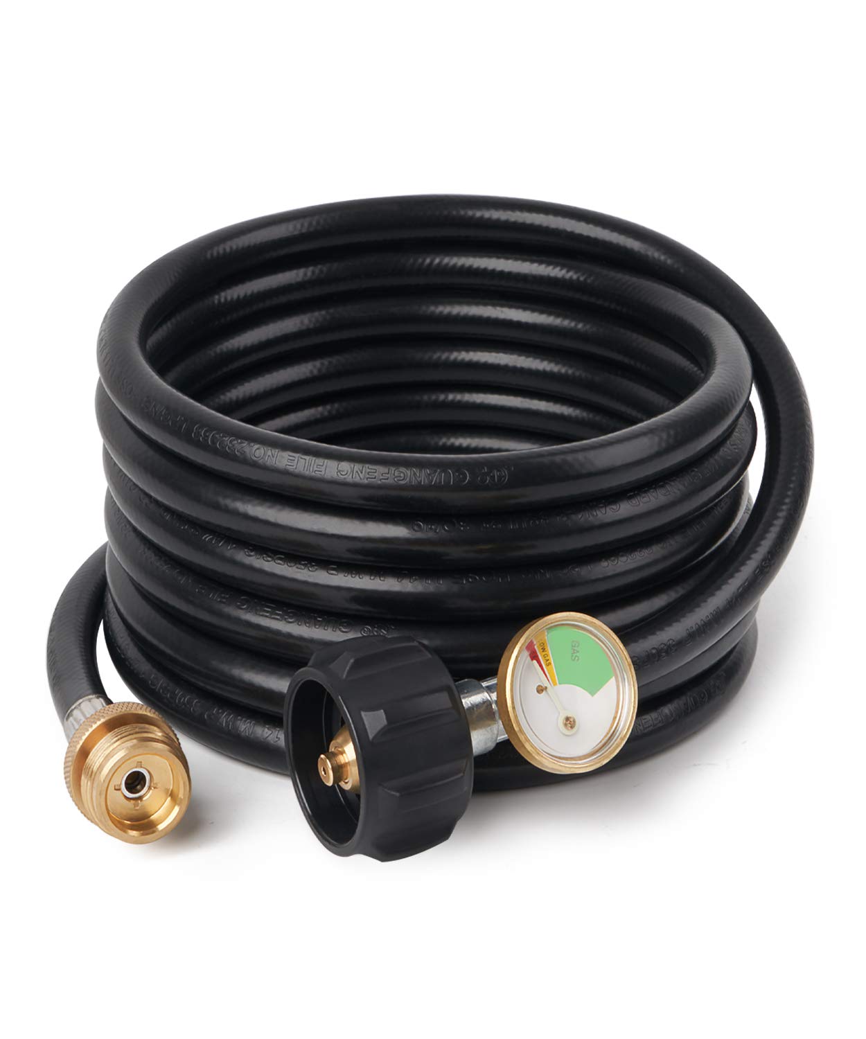 SHINESTAR 12 Feet Propane Hose Adapter with Pressure Gauge - Compatible with Mr. Heater Buddy Heater, Blackstone Tabletop Griddle, Camping Stove - Fits 5-20 lb Propane Tanks - Perfect for Outdoor Cooking, Camping, Tailgating & RV Trips