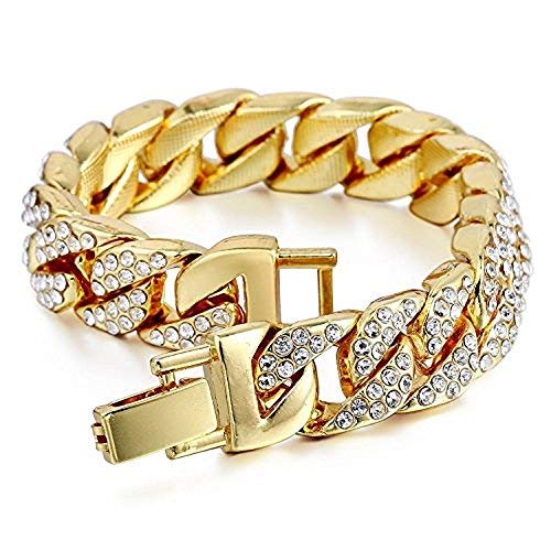 **Men's Iced Out Watch with Matching Cuban Link Bracelet - Luxury Rhinestone & Baguette Dial - Hip Hop Bling Jewelry for Parties, Gifts & Special Occasions - ST10226B**