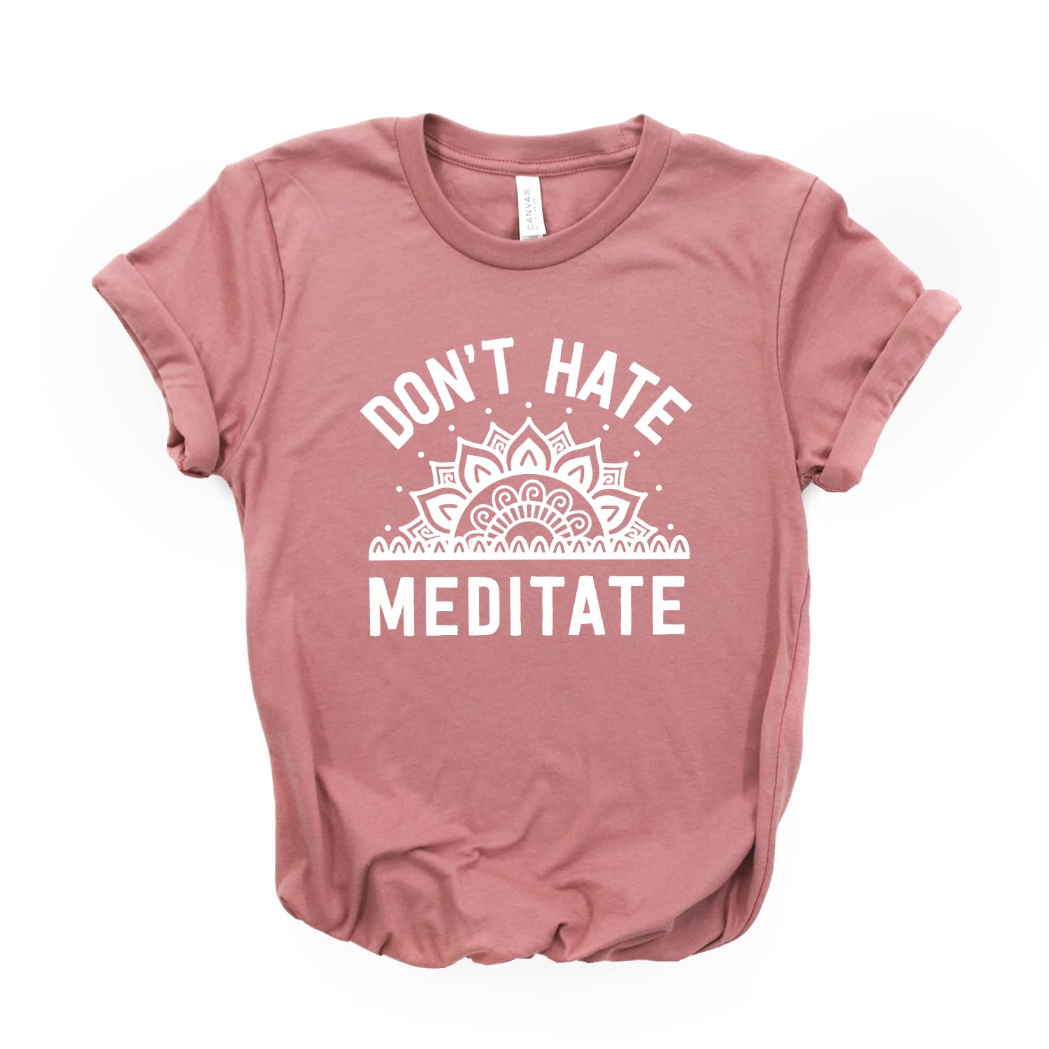 Namaste Yoga Shirt - Don't Hate Meditate Unisex T-Shirt - Softstyle Gym & Meditation Apparel with Mandala Design - Perfect for Yoga, Workouts & Mindfulness Practice