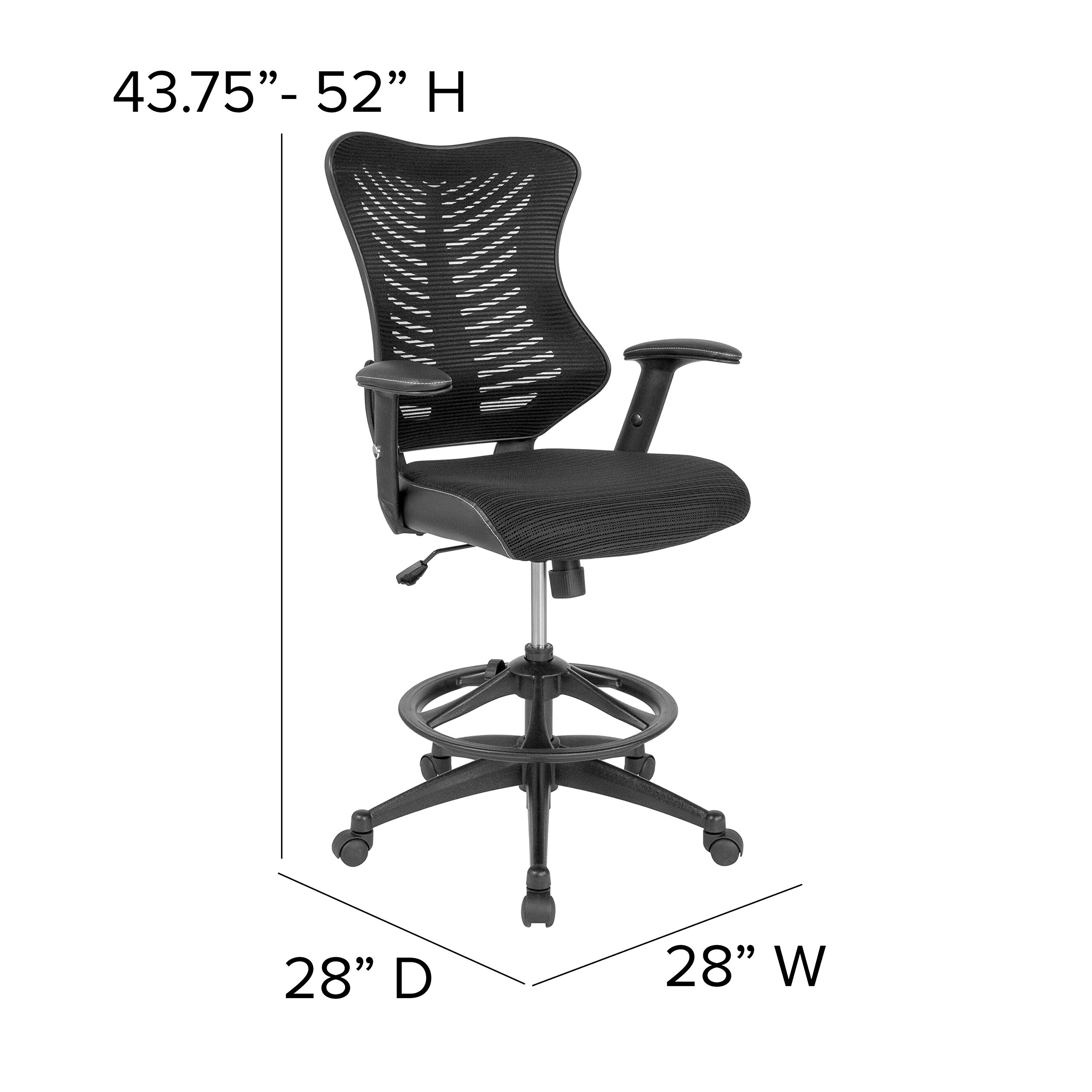 Ergonomic High Back Mesh & Leather Drafting Chair with Adjustable Arms - Perfect for Office, Home, or Studio Workspaces
