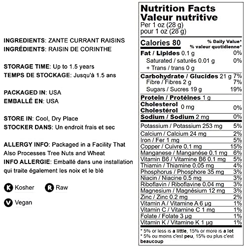 California Zante Currant Raisins 16lbs - Sun-Dried Seedless Grapes, Unsweetened, Unsulfured, Vegan, Kosher, Bulk - Healthy Snack for Trail Mix, Baking, Cereal & Yogurt Topping