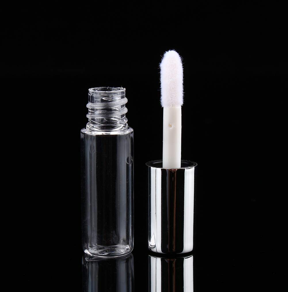 GOTOTOP 45 Pack 1.2ml Empty Clear Lip Gloss Tubes with Silver Caps - Refillable Plastic Lip Balm Containers for DIY Makeup, Cosmetic Storage & Travel Essentials (Perfect for Home, Salon & Professional Use)