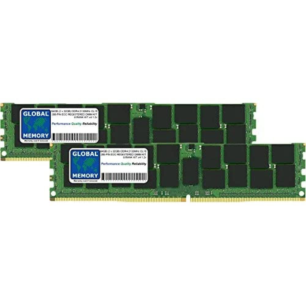 64GB (2x32GB) DDR4 2133MHz PC4-17000 ECC Registered RDIMM Memory Kit - 288-Pin 4 Rank CHIPKILL for Server, Workstation & Motherboard Upgrades - Ideal for Data Centers, Cloud Computing & High-Performance Systems
