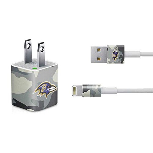 Officially Licensed NFL Baltimore Ravens Camo Skin Decal for iPhone Charger (5W USB) | Durable Protective Cover for Home, Office & Travel Accessories