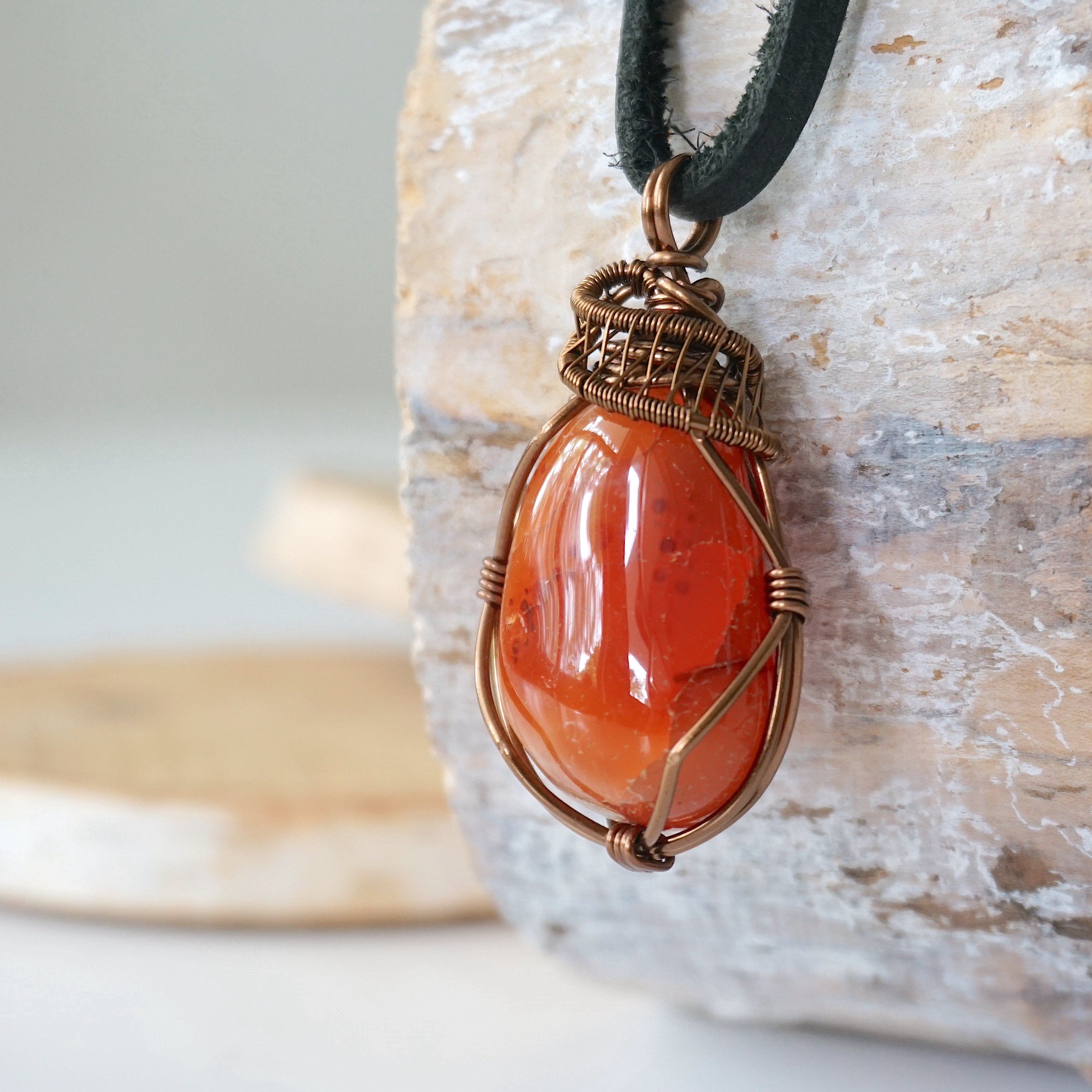 Antique Bronze Men's Carnelian Necklace - Handmade Gemstone Jewelry for Gifts & Spiritual Healing | Perfect for Meditation, Energy Balancing & Everyday Wear