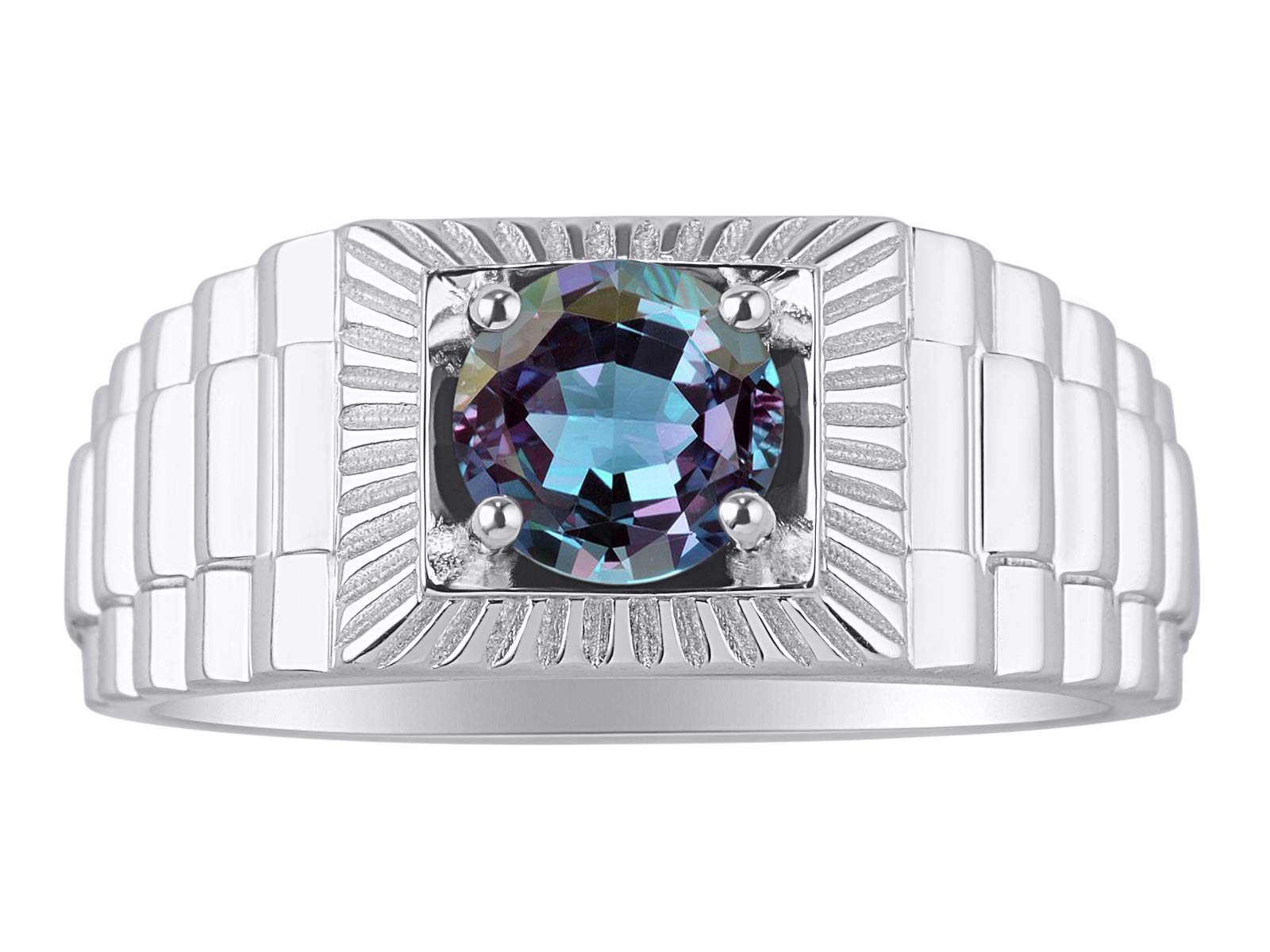 RYLOS Sterling Silver Men's Rings - 7MM Round Gemstone Birthstone Rings for Men (Sizes 8-13) | Elegant Designer Jewelry for Gifts, Weddings & Everyday Wear