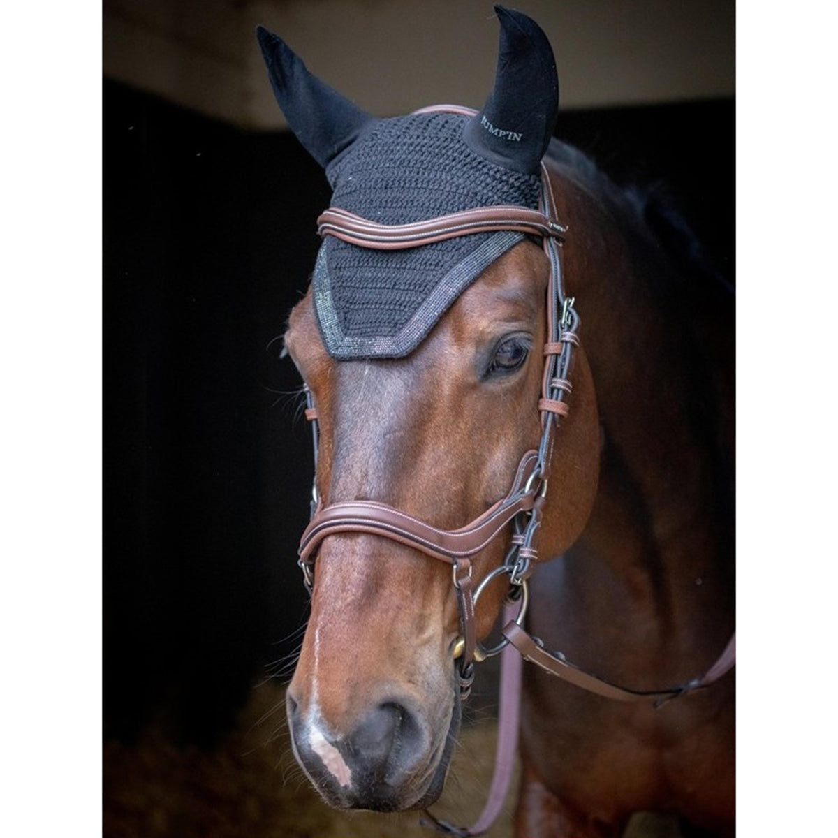 Jump'in Glitter Fly Veils for Horses - Sparkling UV Protection Mesh with Adjustable Fit - Perfect for Equestrian Shows, Training & Riding