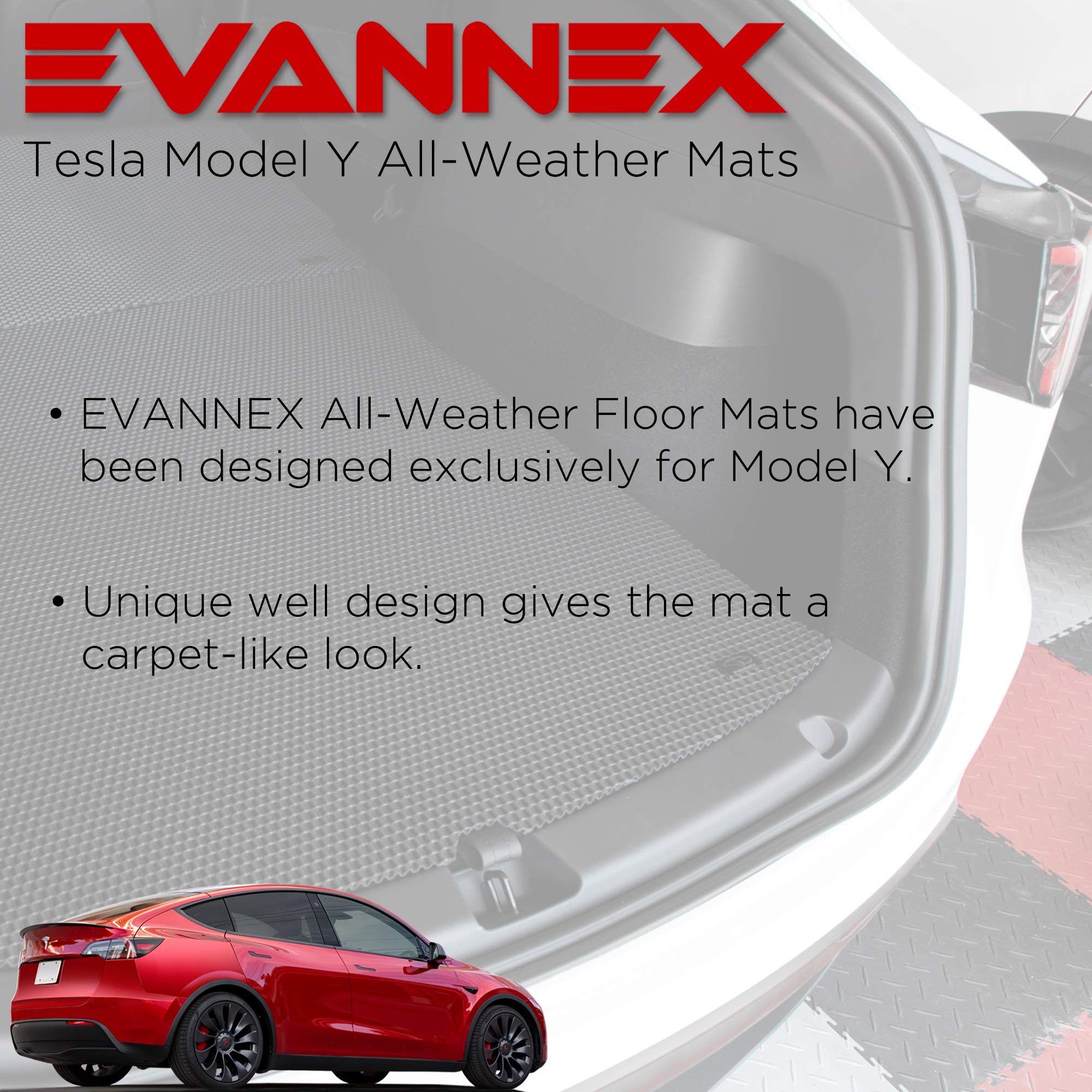 Premium EVANNEX All-Weather Floor Mats for Tesla Model Y - Heavy Duty Complete Set - Perfect for Road Trips, Daily Commutes & Outdoor Adventures