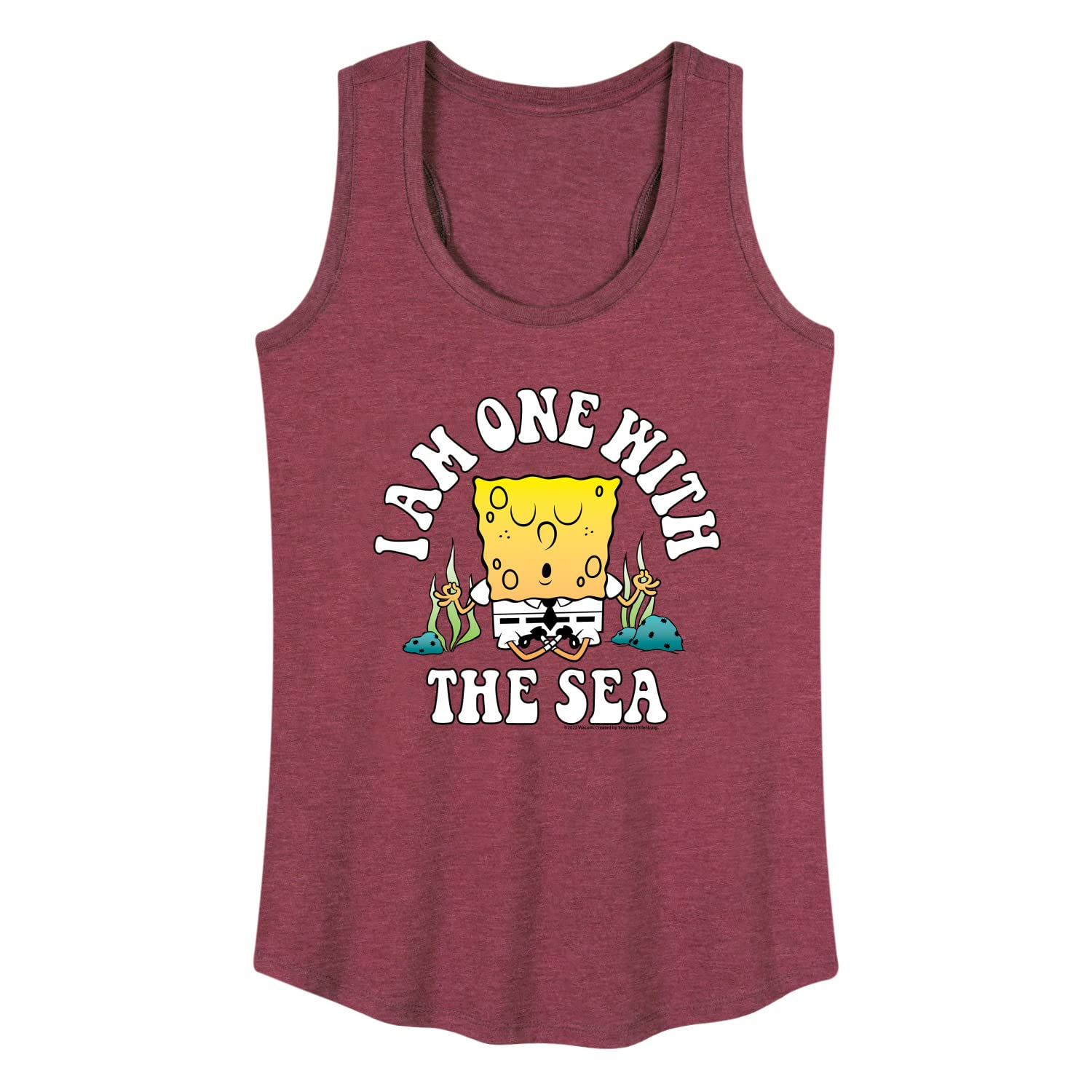 SpongeBob SpongePants 'I'm One with The Sea' Women's Racerback Tank Top - Soft & Comfortable Hybrid Apparel - Perfect for Beach, Summer & Casual Wear