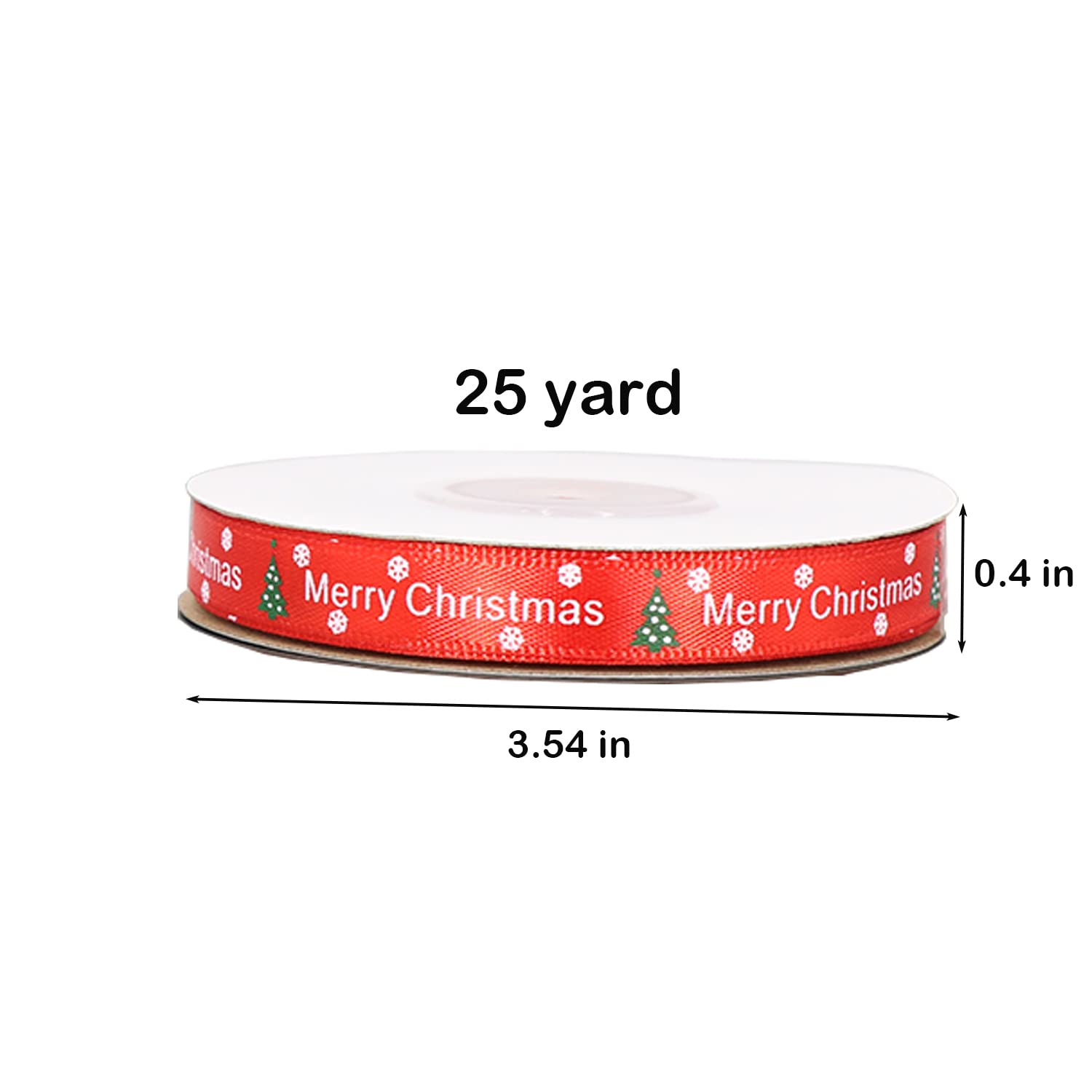 LOOGI Christmas Ribbon - 2 Pack 25 Yards Satin Ribbon for Gift Wrapping (0.4in Wide, Style 6-25) - Perfect for Holiday Presents, Xmas Tree Decorations & DIY Craft Projects