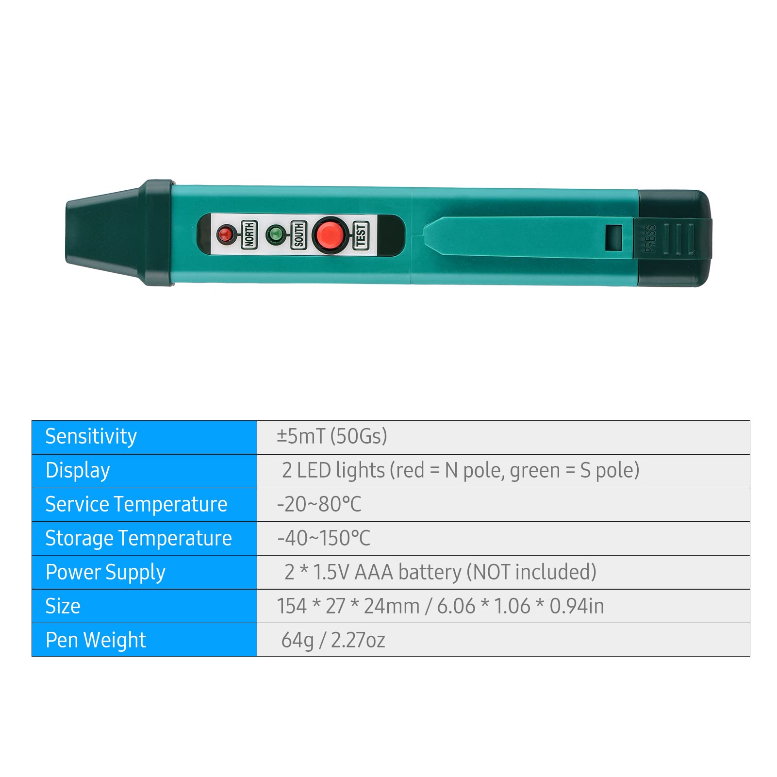 Magnetic Pole Pen - North South Pole Tester Tool for Identifying Magnet Field Polarity | Mini Magnetic Detector for Science Labs, DIY Projects & Industrial Use