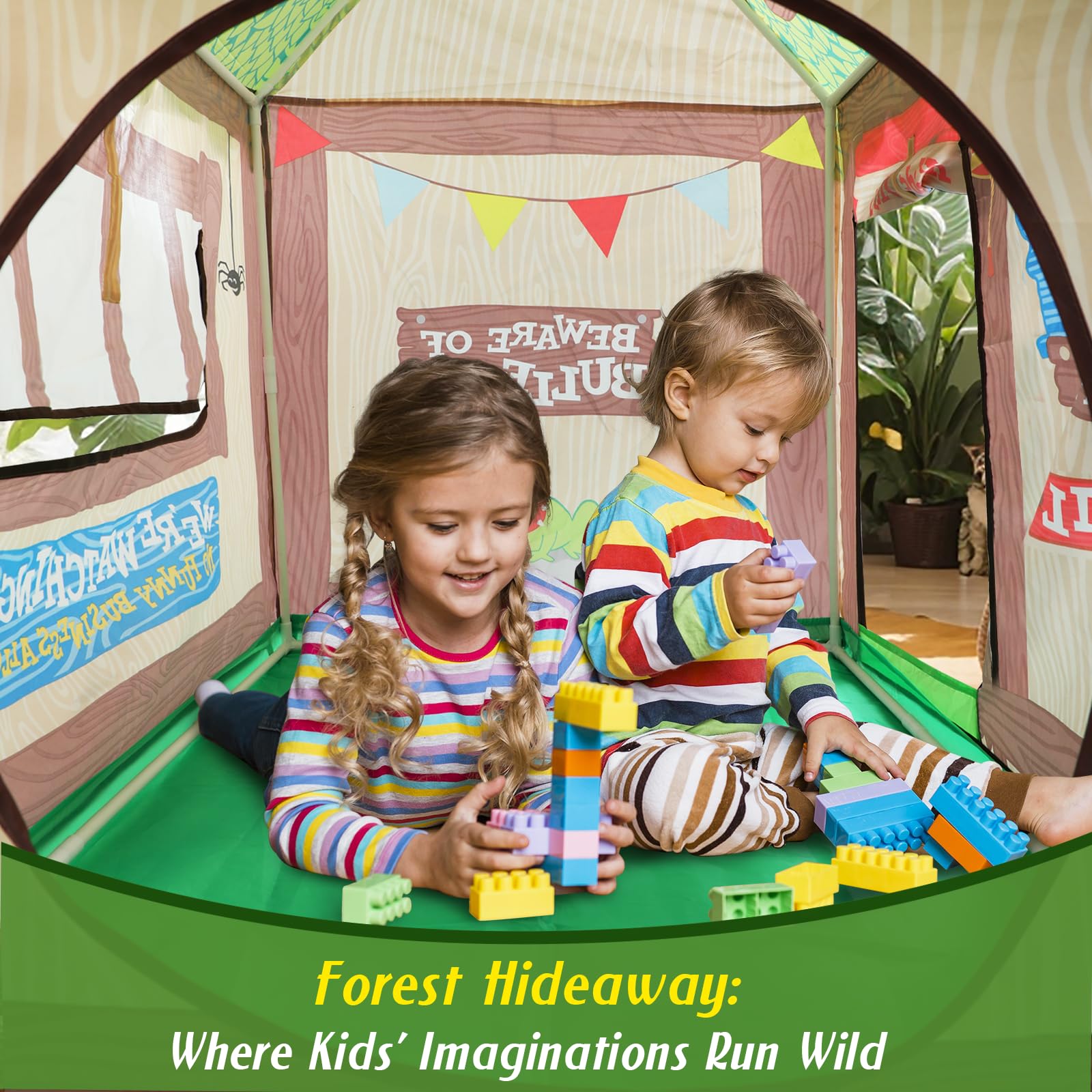 Kids Play Tent Indoor & Outdoor - SweHouse Clubhouse Tent with Roll-Up Door & Windows for Toddlers & Boys, Perfect for Birthday Gifts & Pretend Play Games (Ideal for Bedroom, Backyard, Camping & Playdates)
