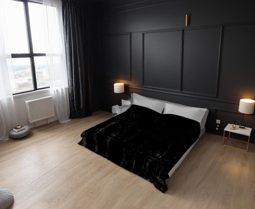 Premium Black King Size Blanket - Ultra Soft Korean Mink Plush Fleece Throw Blanket for Bed, Couch & Travel - Warm Cozy Blanket for Winter, Home Decor & Gift