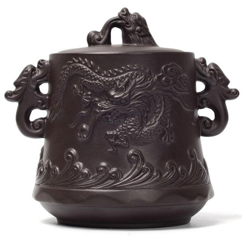 Handmade Dragon Design Ceramic Tea Caddy - Airtight Storage for Loose Leaf Tea & Coffee Beans | Perfect for Home, Office & Gift Giving