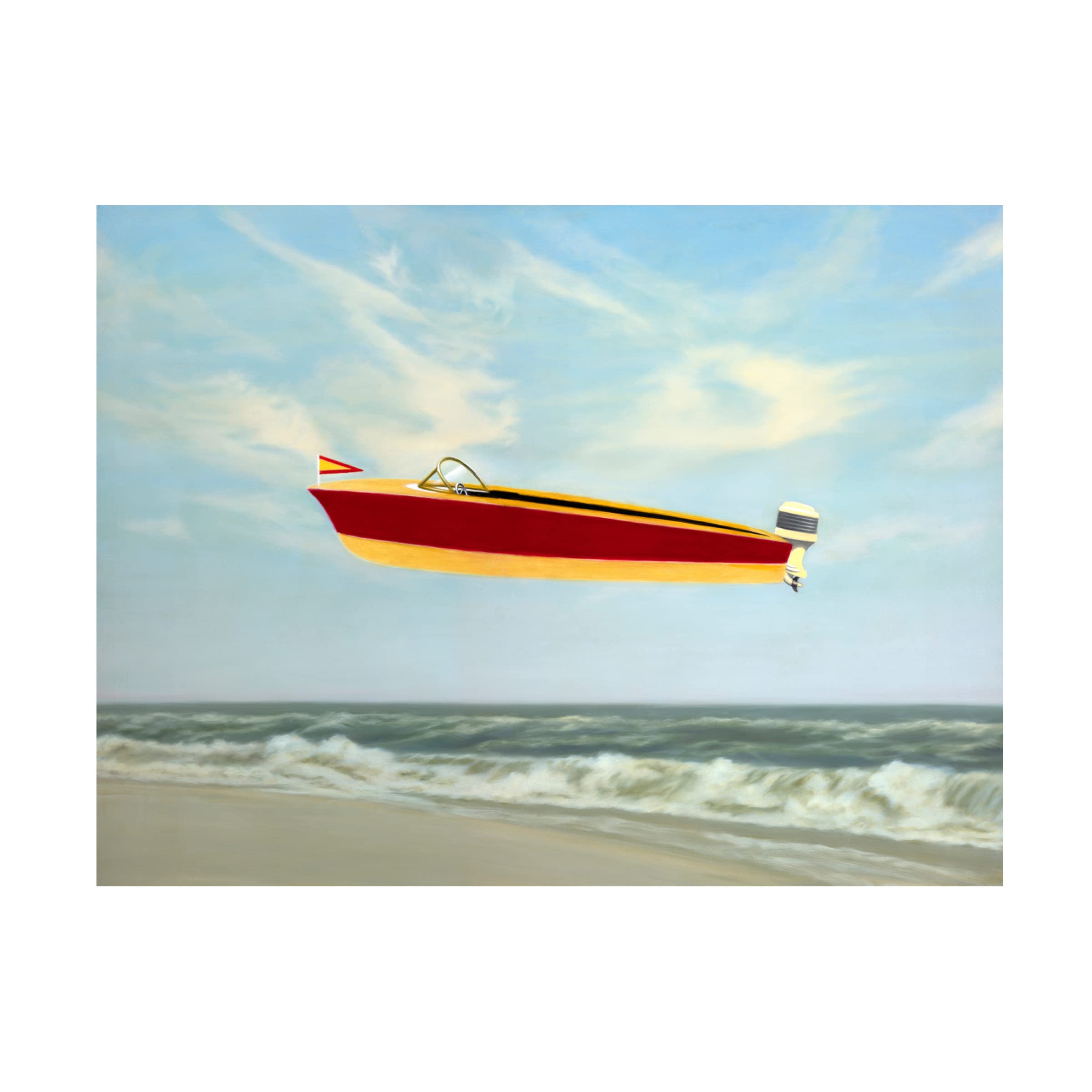 Trademark Fine Art 'Speedboat' Canvas Wall Art by Rick Monzon - Modern Nautical Decor for Living Room, Office & Beach House