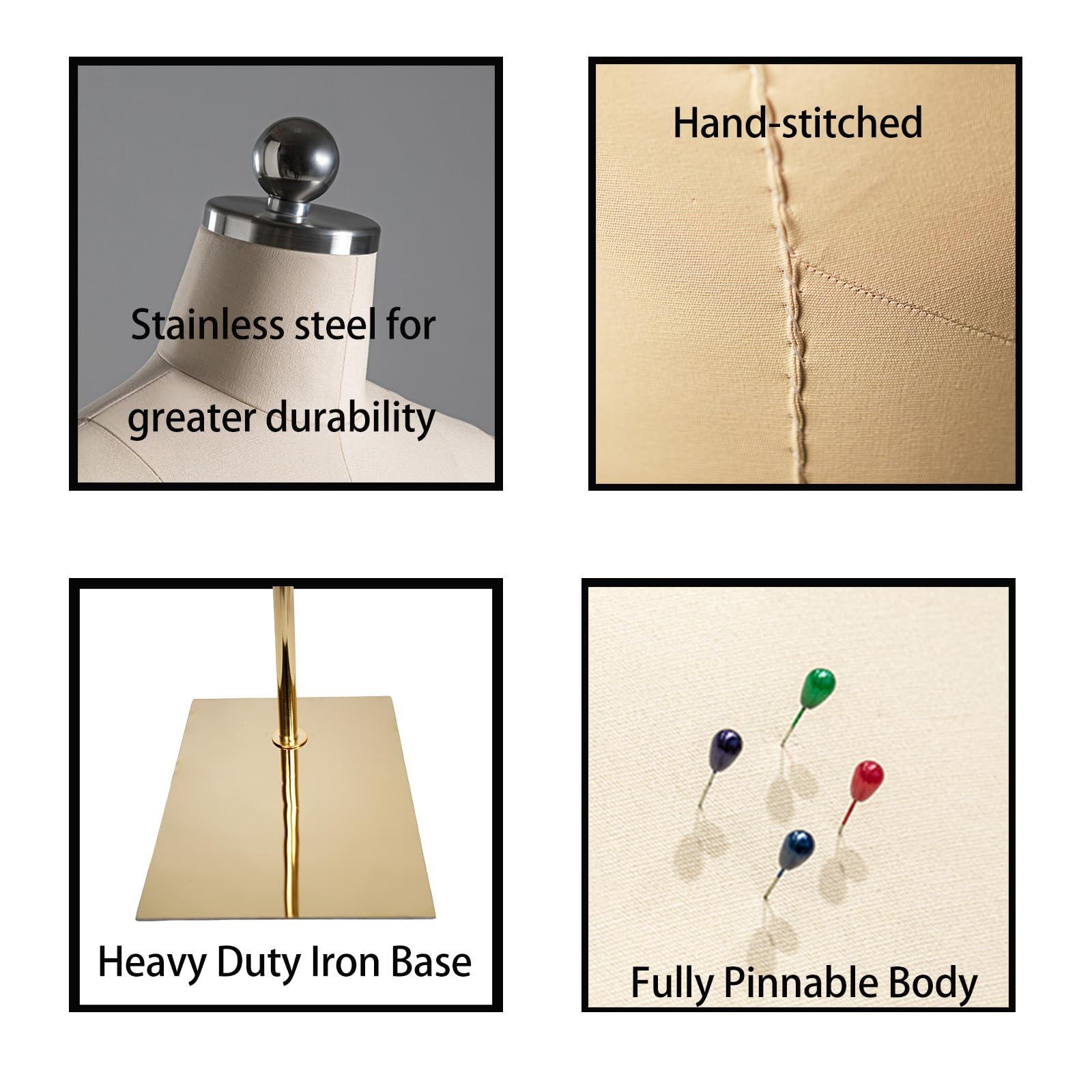 Adjustable Female Dress Form Mannequin with Stand - Beige Sewing Torso for Pinning, Fitting & Tailoring - Perfect for Fashion Design, Dressmaking & DIY Clothing Projects (2-Pack)