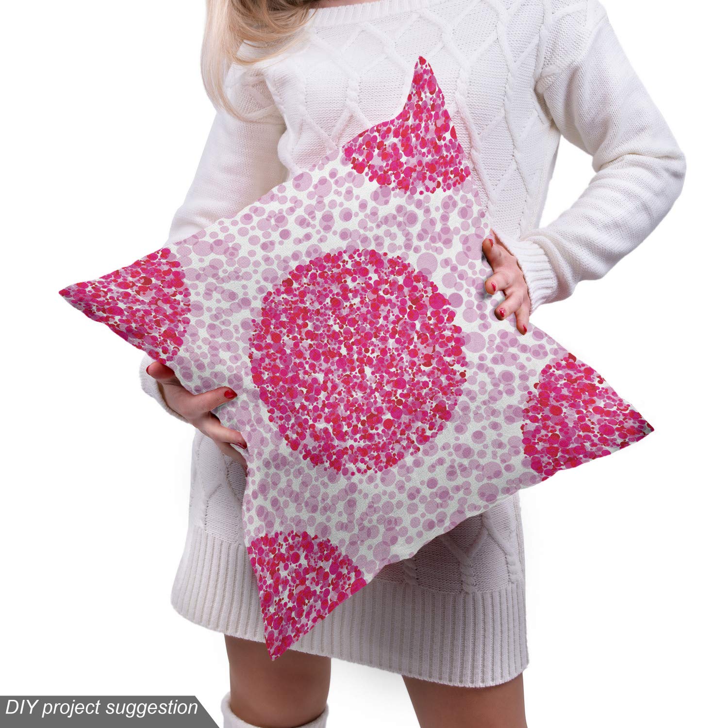 Ambesonne Abstract Fabric by The Yard - Large & Small Polka Dot Round Bubble Design | Decorative Upholstery & Home Accent Fabric | 10 Yards Pink Fuchsia | Perfect for Sofa Covers, Curtains & DIY Craft Projects