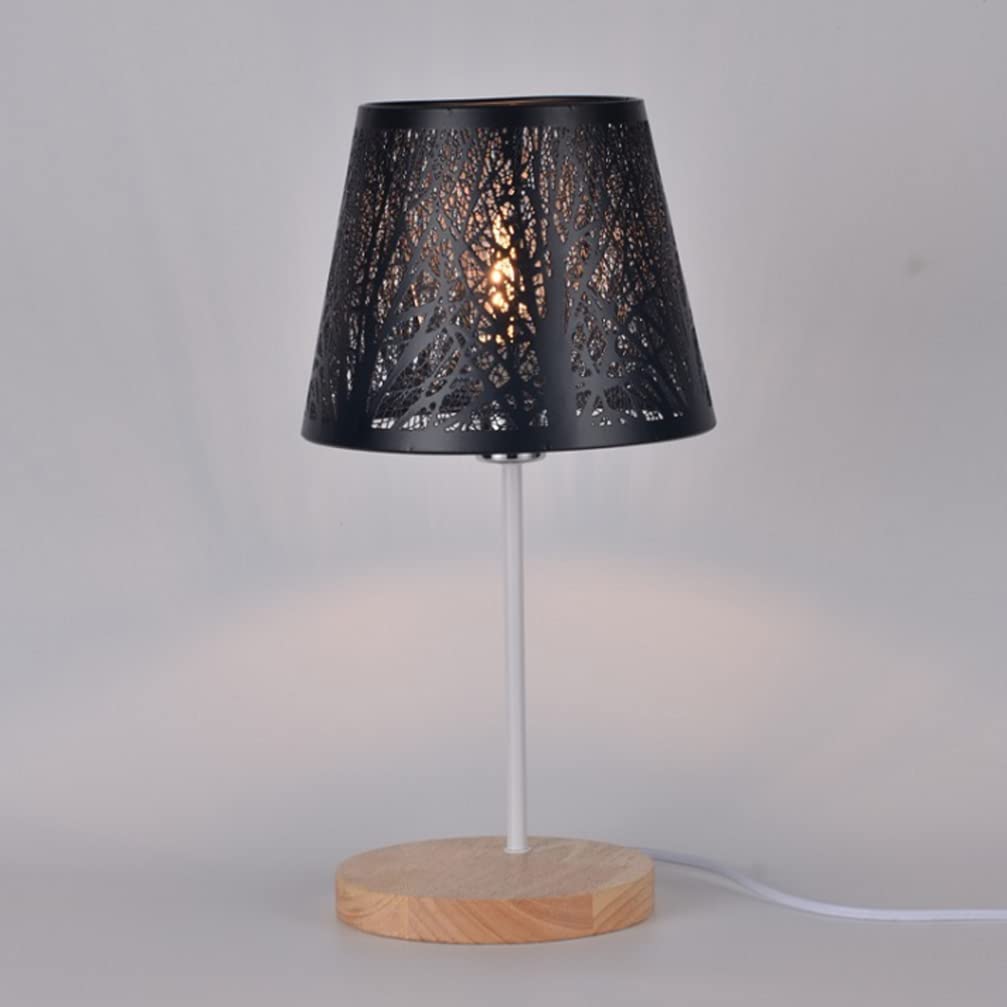 Modern Black E27 Hollow Tree Shadow Lamp Shade - Metal Replacement Lampshade for Table & Floor Lights - Perfect for Living Room, Bedroom, and Office Decor