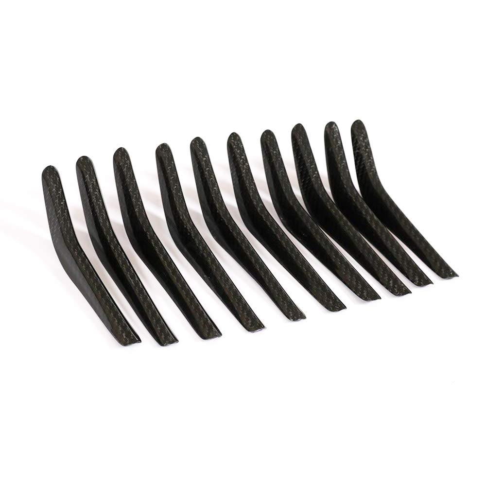 Carbon Fiber Front Bumper Grill Trim Strips Cover for Maserati Ghibli Sedan (2018-2019) - 10pcs/Set - Enhances Style & Protects Grill - Perfect for Car Enthusiasts & Auto Shows