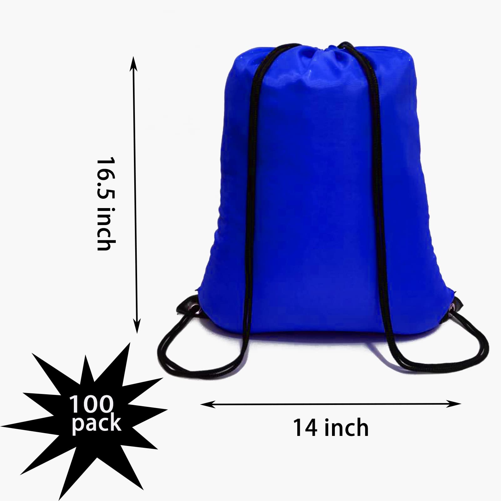 CAIHONG 100 Pack Royal Blue Drawstring Backpacks - Bulk Nylon Gym Bags for Sports, Parties & Events - Lightweight Cinch Sack for School, Travel & Outdoor Activities