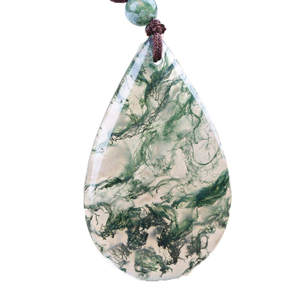 Hand Carved Water Chalcedony Jade Pendant Necklace - Natural Gemstone Lucky Blessing Jewelry for Women - Perfect for Meditation, Spiritual Healing & Everyday Elegance
