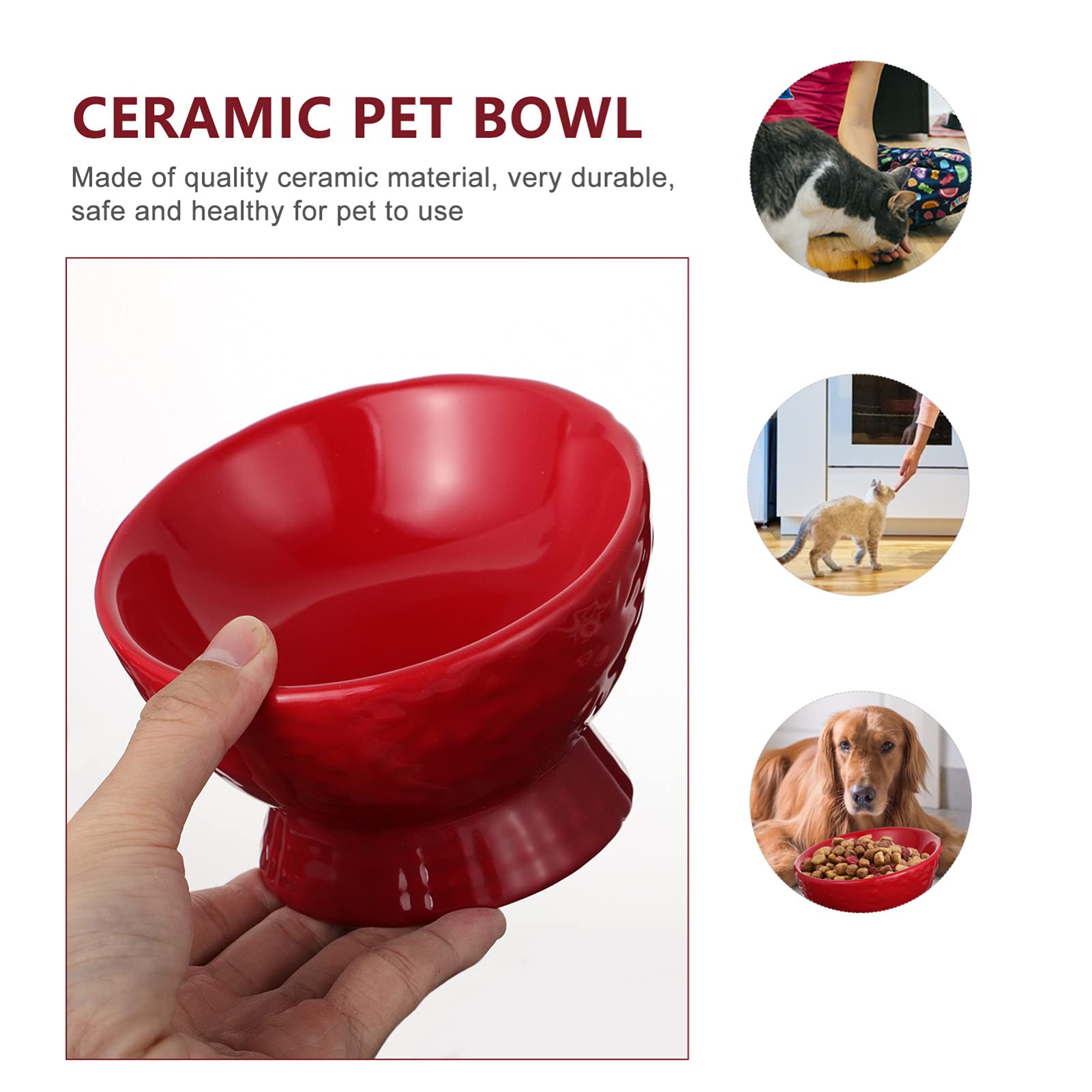 Balacoo Elevated Ceramic Pet Bowls for Cats & Dogs - Raised Food and Water Dish for Puppies, Kittens, Small Pets - Perfect for Mealtime, Feeding Station, and Home Decor