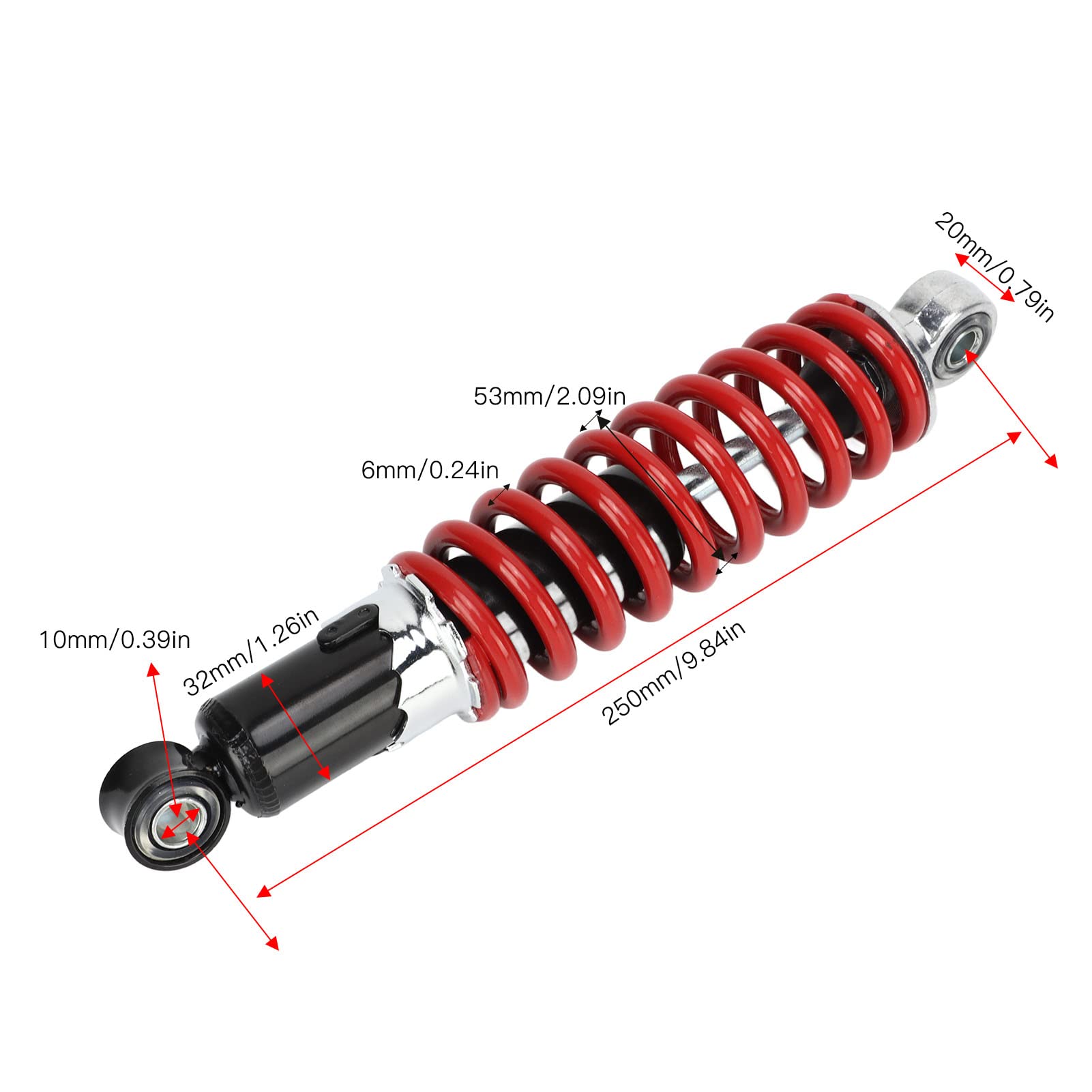2 Pcs Motorcycle Shock Absorber - 250mm Suspension Damper for Dirt Pit Bike, ATV & Kart - Heavy Duty Shock Absorbers with Brackets - Perfect for Off-Road, Racing & Trail Riding