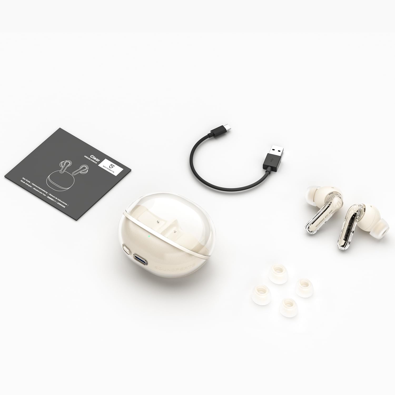 SoundPEATS Clear Wireless Earbuds - Bluetooth 5.3 Headphones with 40H Battery Life, Active Noise Cancelling, Dual Mic for Crystal Clear Calls, Game Mode & App Control - Perfect for Workouts, Commuting & Gaming