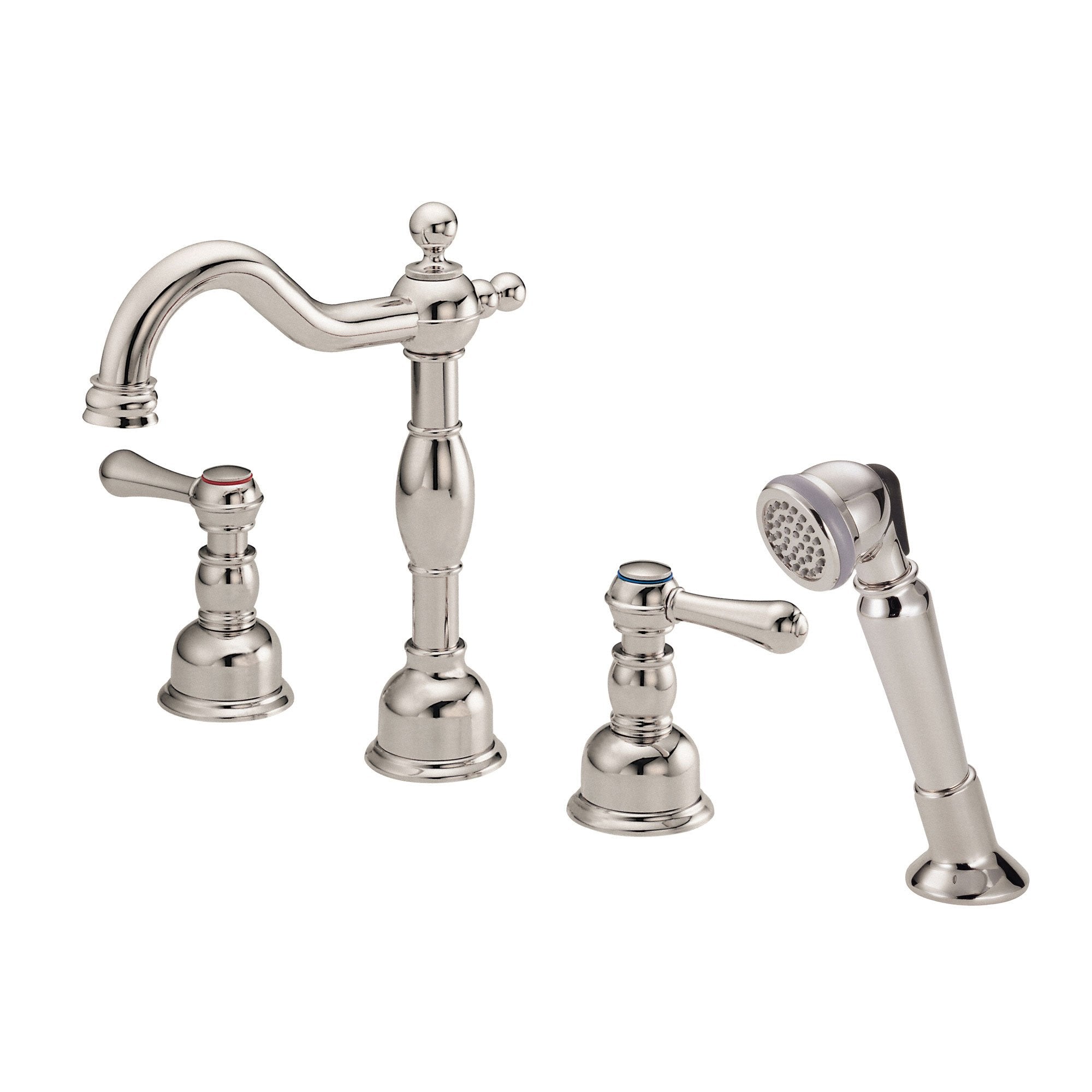 Danze Opulence Polished Nickel Traditional Roman Tub Faucet with Hand Shower & Rough-In Valve | Luxury Bathroom Fixture for Spa-Like Experience