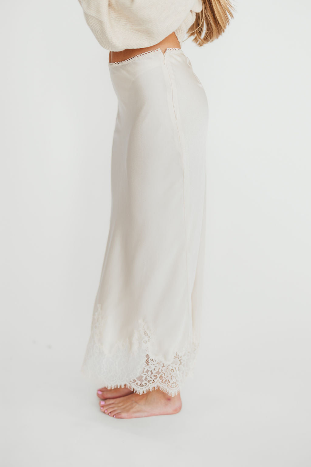 Isabelle French Lace Midi Skirt in Ivory - Elegant Floral Pattern, High Waist A-Line Skirt for Women | Perfect for Weddings, Parties & Date Nights