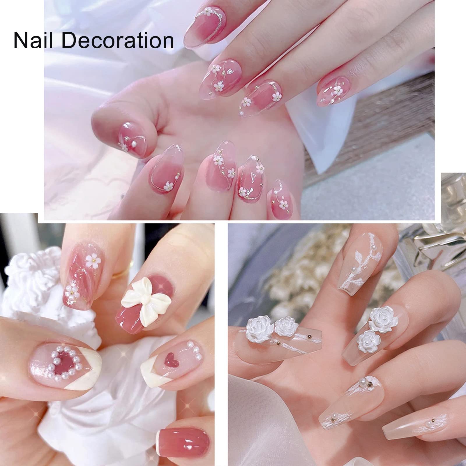 RODAKY 3D Nail Charms - Butterfly, Flower & Bear Nail Art Decorations with Diamonds, Pearls & Rhinestones for Acrylic Nails | DIY Nail Design Crafts for Manicure, Pedicure & Salon Use