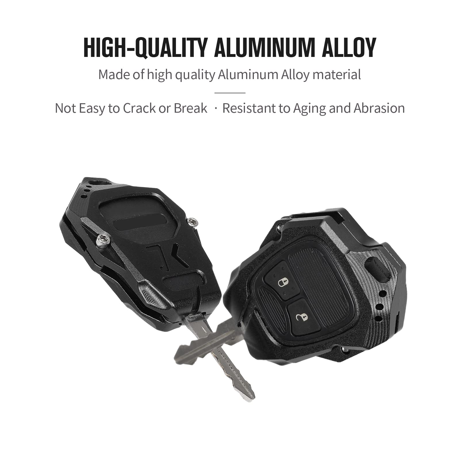 JeCar Aluminum Alloy Key Fob Cover Case for Jeep Wrangler JK JKU (2008-2017) - Durable Key Shell Protection Accessories | Perfect for Off-Road Adventures & Daily Use