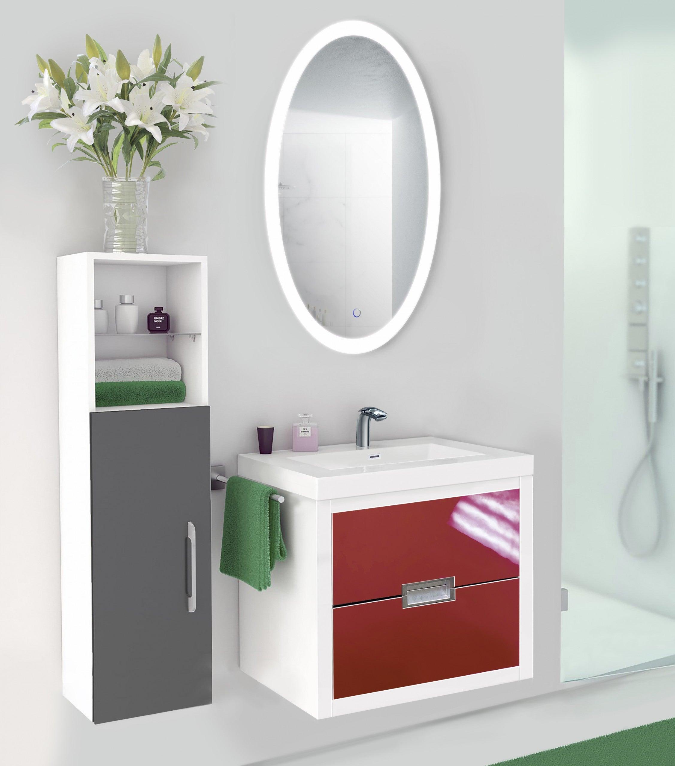 Krugg Sol Oval 24x44 Inch LED Bathroom Mirror with Adjustable Dimmer & Anti-Fog Technology - Perfect for Modern Vanities, Spa-Like Bathrooms & Luxury Home Decor